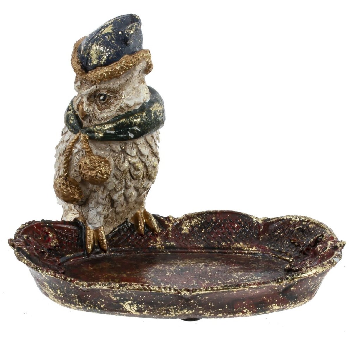 Изображение товара Декоративная фигурка совы L13,5 W10 H10,5 см для интерьера и подставка