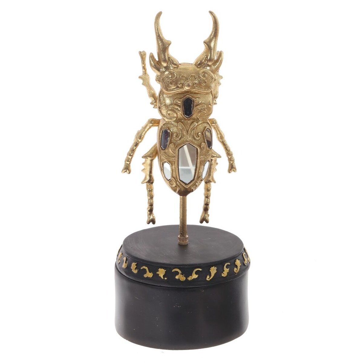 Изображение товара Элегантная шкатулка 'Жук' для украшений, черная, с золотым декором