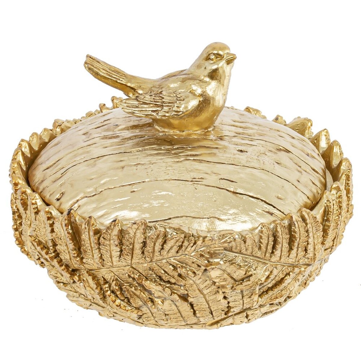 Изображение товара Элегантная золотистая шкатулка с птицей, 13x13x9 см, подарок