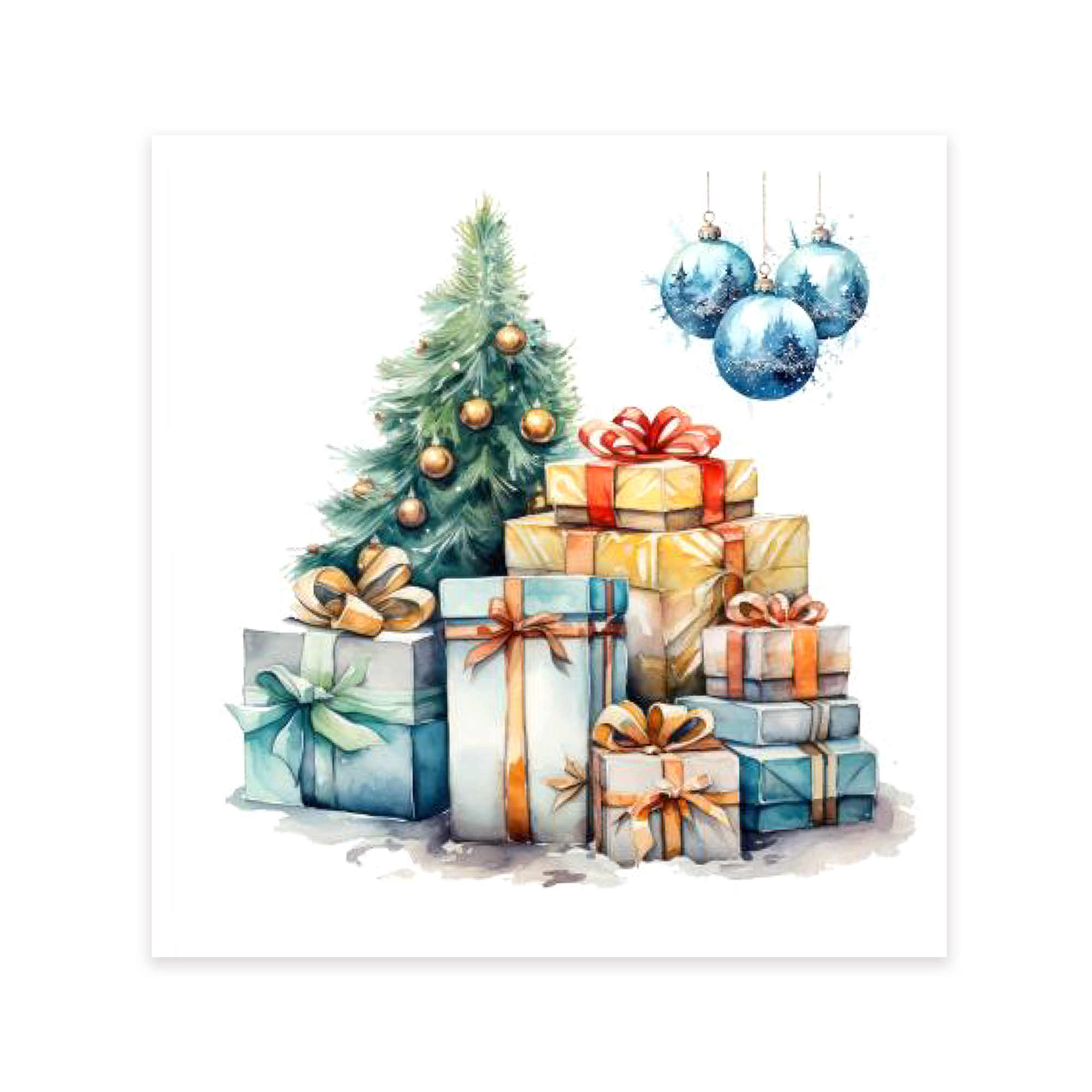 Изображение товара Наклейка декоративная "Подарочки у ёлки" с глиттером