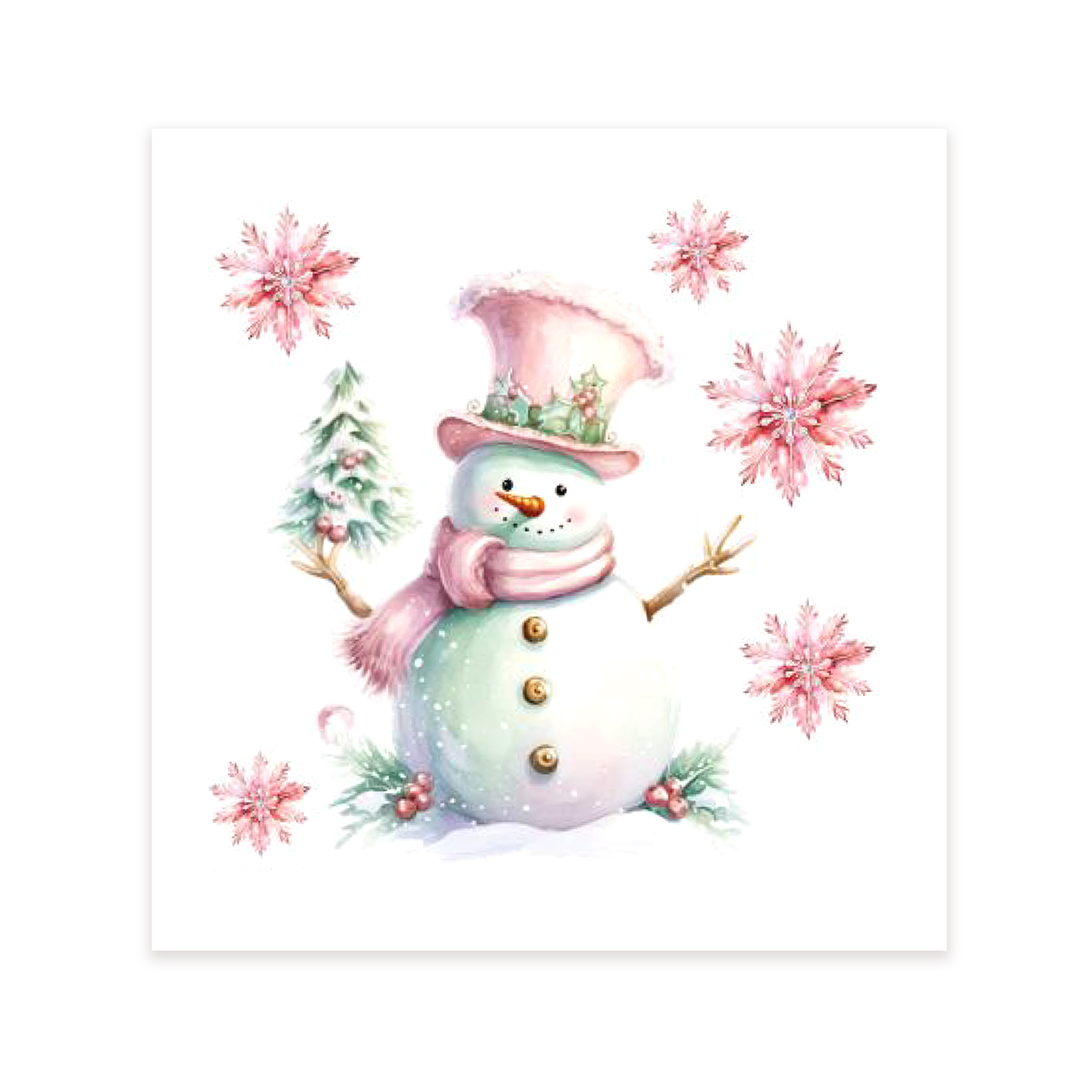 Изображение товара Декоративная наклейка Рождественские герои снеговик глиттер 30.5х30.5 см