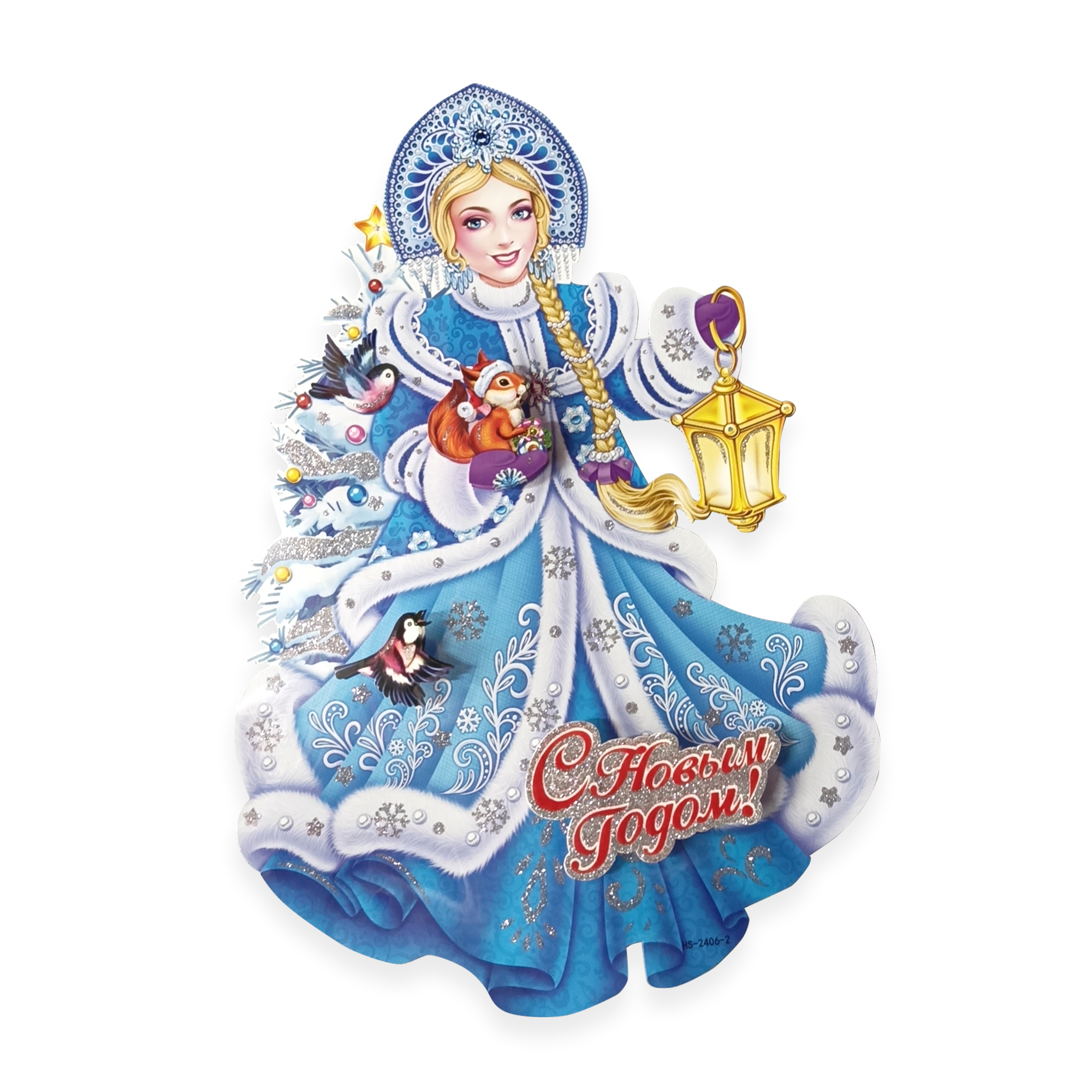 Изображение товара Панно-наклейка бумажное Нарядная Снегурочка 40х27 см новогодний декор
