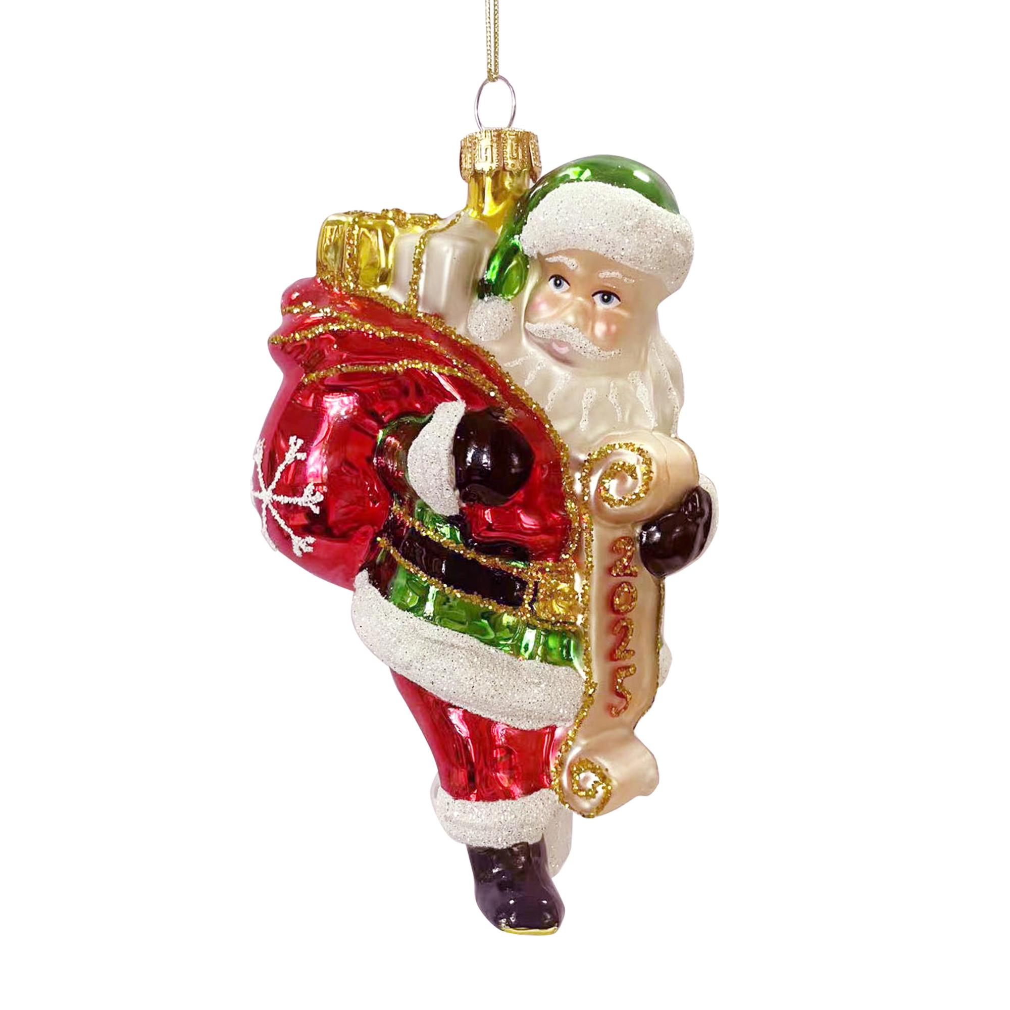 Изображение товара Подвеска декоративная Дедушка Мороз с мешком подарков мульти 8.6x7.7x13.1 см стекло