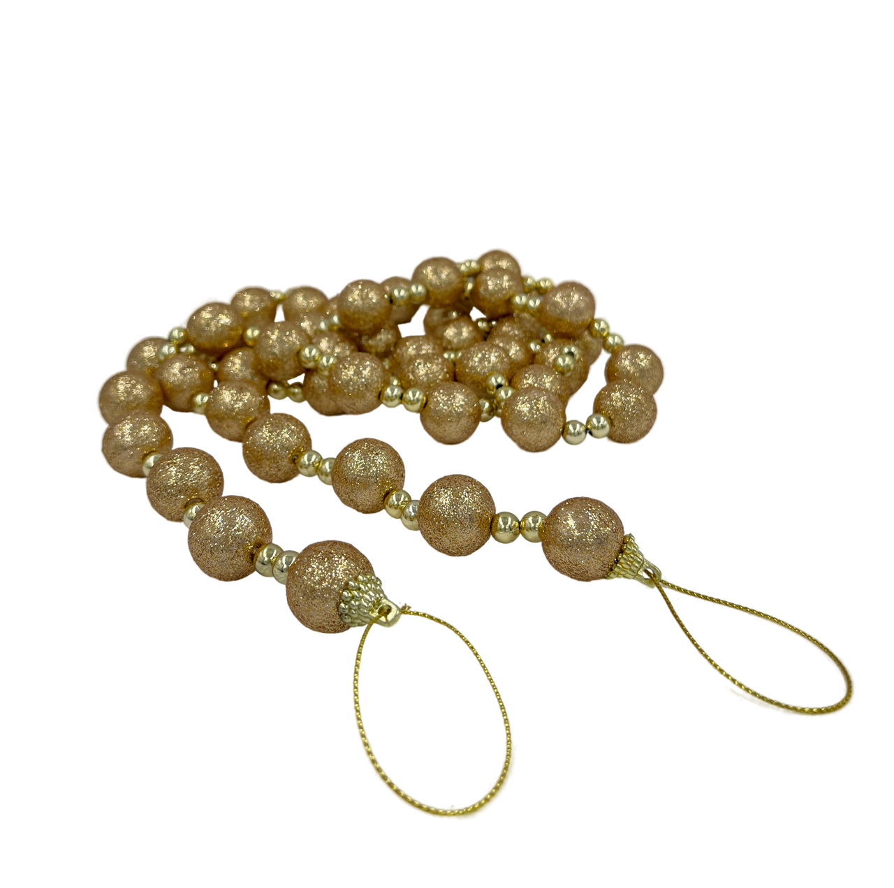 Изображение товара Гирлянда декоративная из шариков ø 2 см с бусинами золото 172 см пенопласт