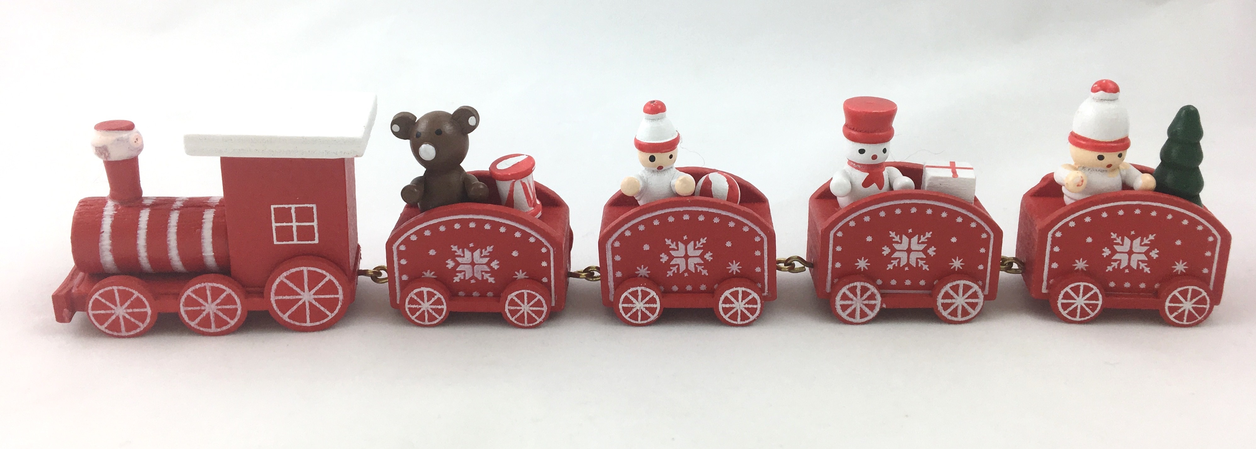 Изображение товара Деревянный паровоз в цветной коробке 25.5x2.7x5.7 см для елки и интерьера