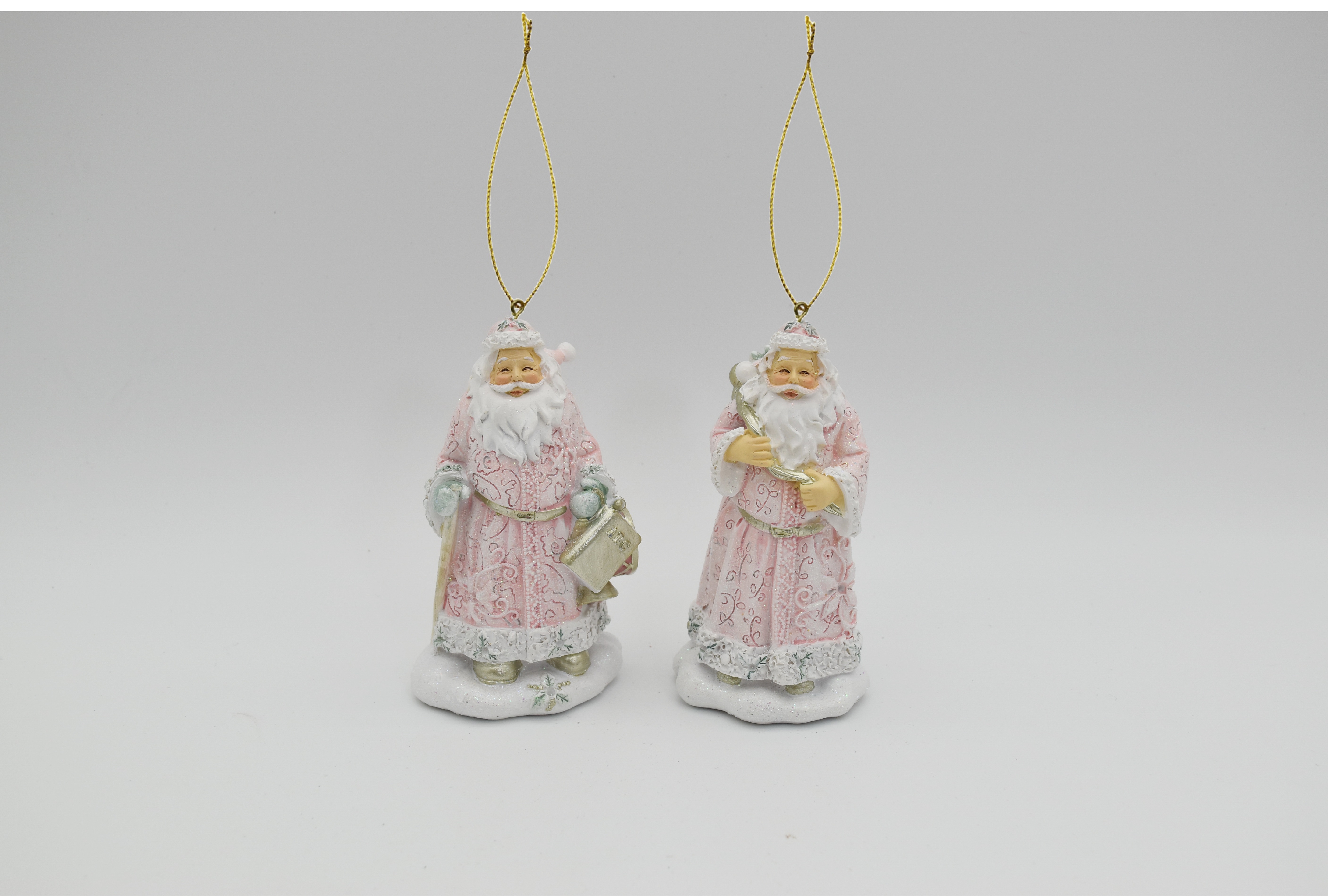 Изображение товара Ёлочное украшение Дед Мороз в розовой шубке 6x4.6x10 см 2 шт асортимент