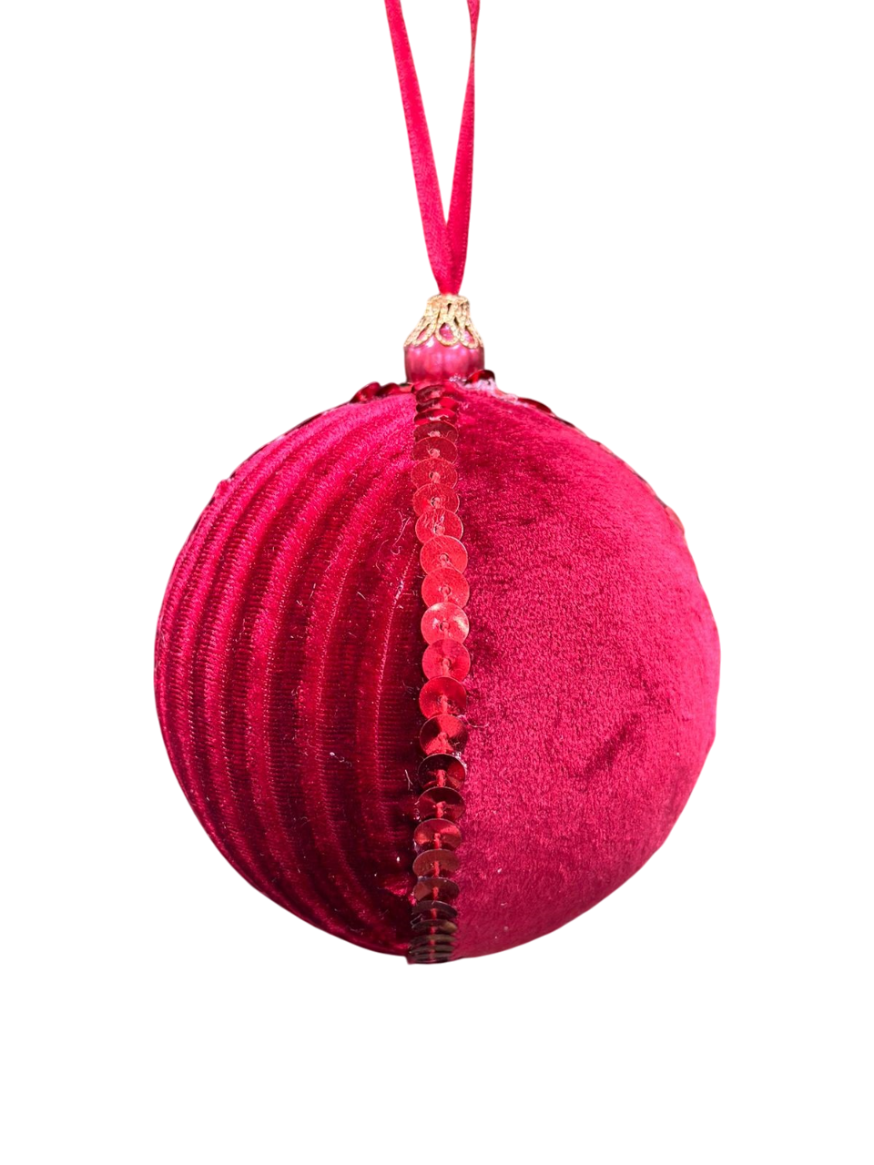 Изображение товара Ёлочное украшение Шарик 8 см красного и золотого цвета, блестки
