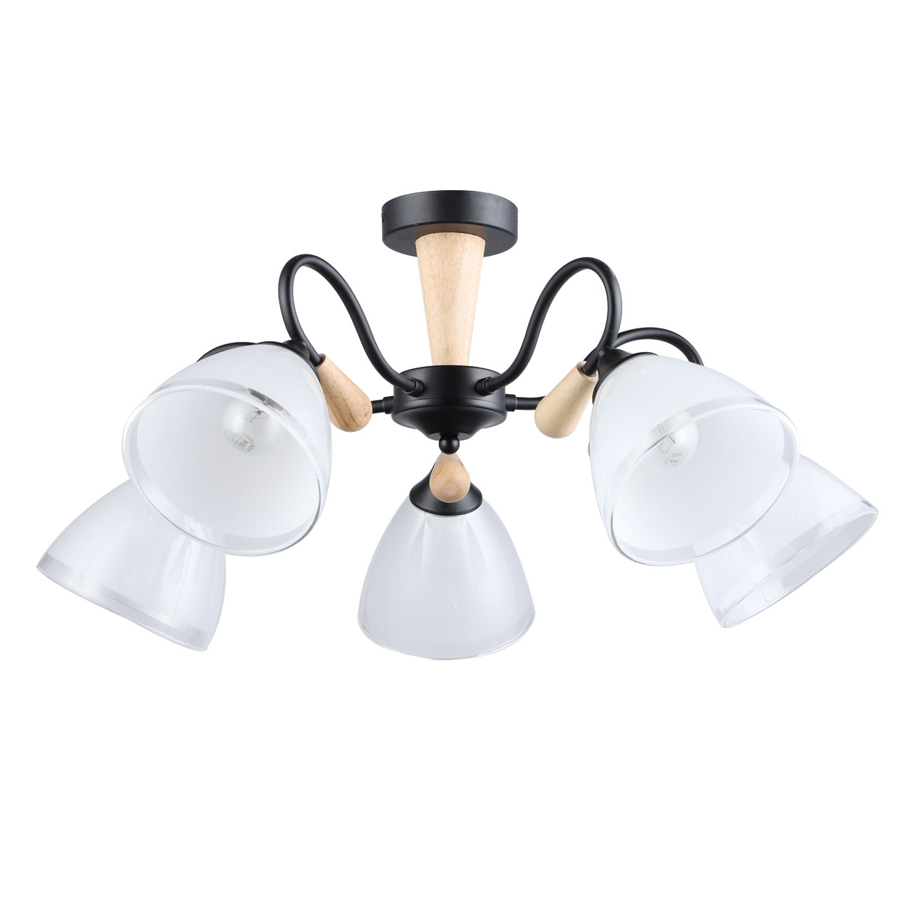 Изображение товара Потолочная люстра Альфа 5х60W E27 220 В черная с белым плафоном