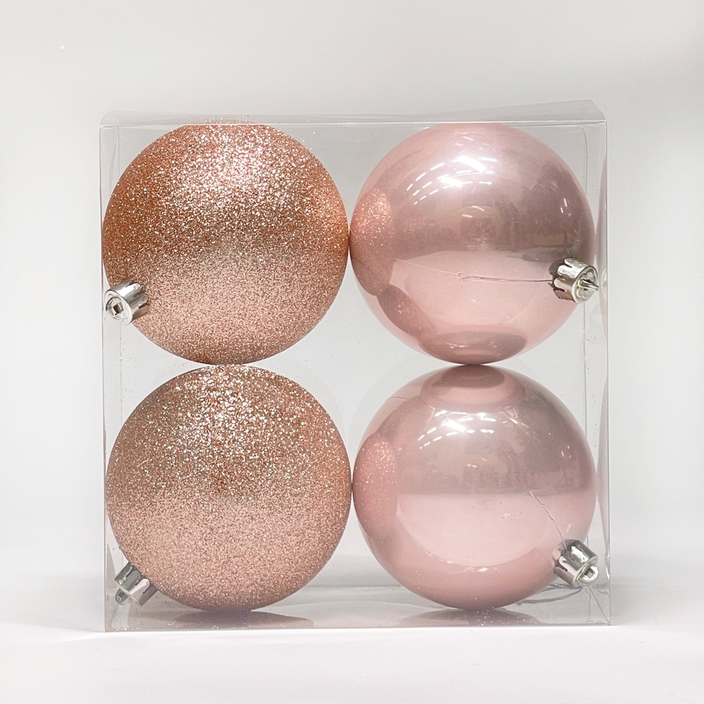 Изображение товара Набор пластиковых шаров ø 10 см глянцевые розовые 4 шт для елки и декора