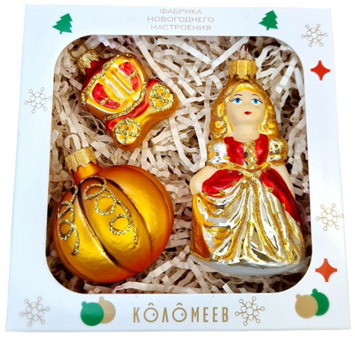 Изображение товара Набор елочных украшений Сказка 6 стекло с подарочной упаковкой 3 шт.