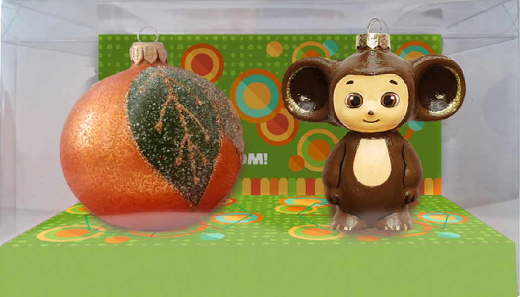 Изображение товара Набор "Чебурашка 3" стеклянные ёлочные украшения