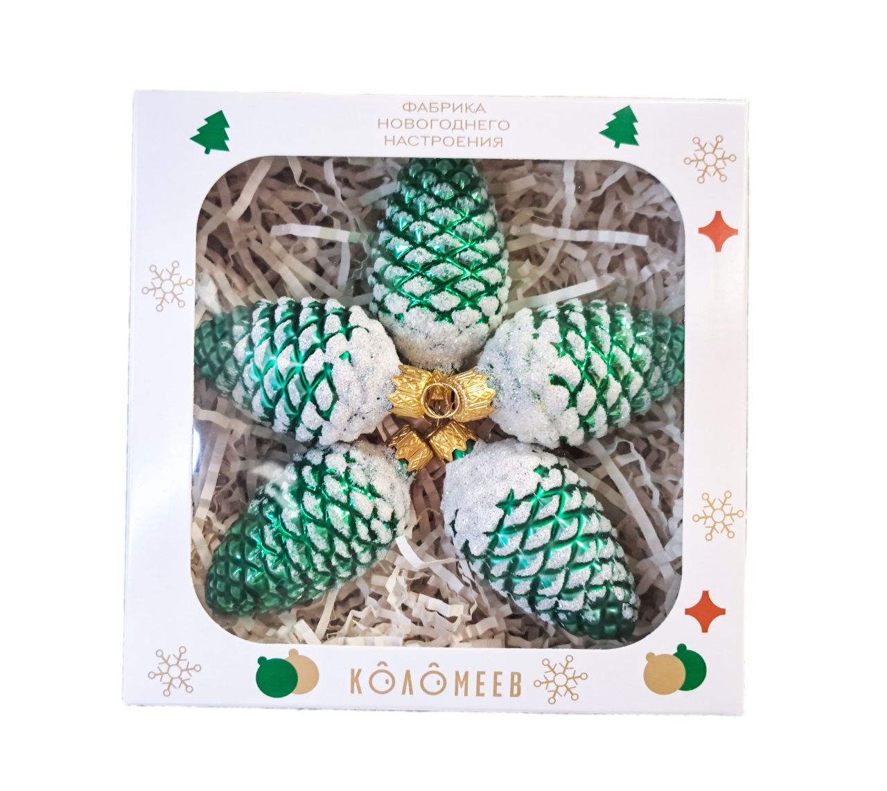 Изображение товара Набор елочных украшений Шишки 2 из 5 фигурок в подарочной упаковке