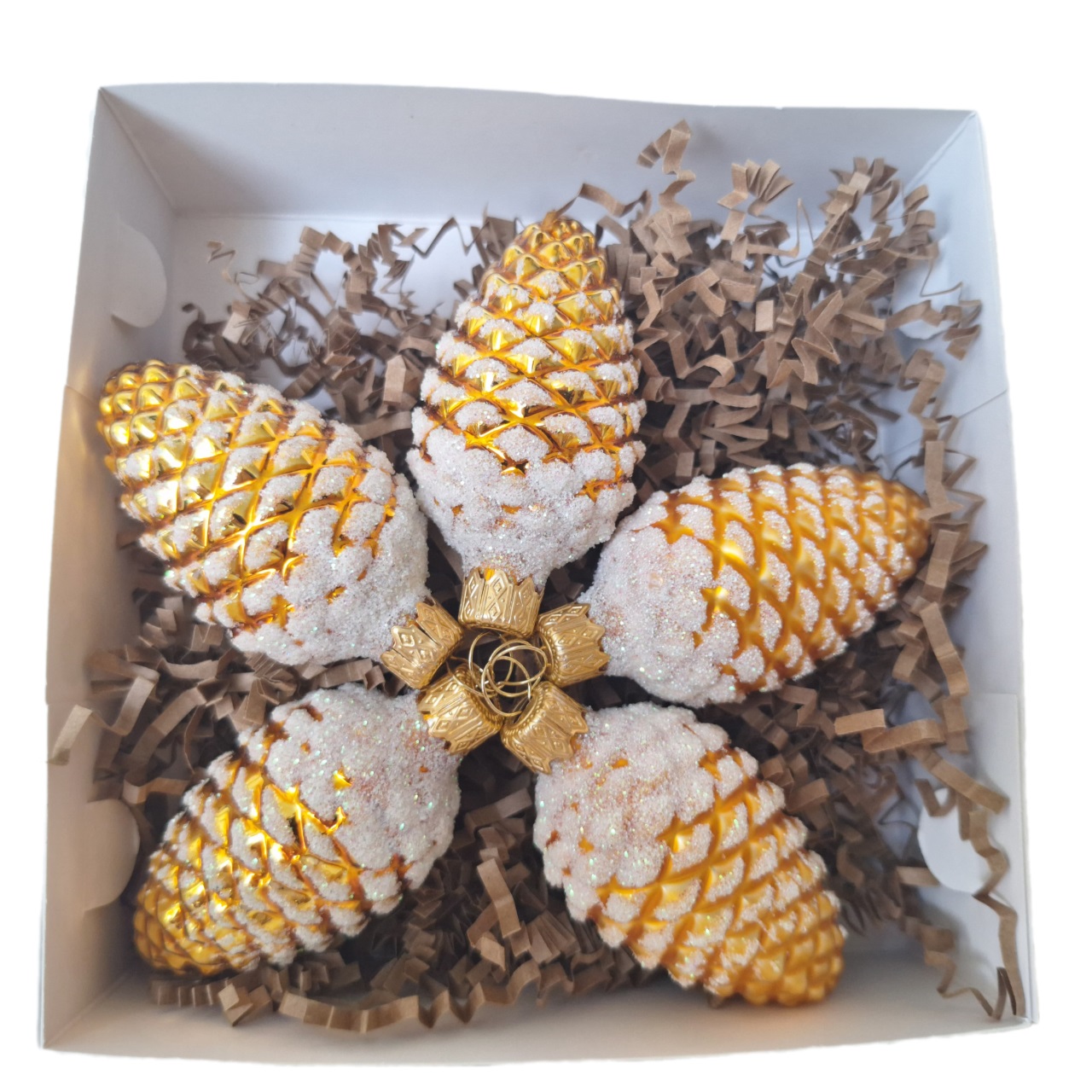 Изображение товара Набор шишек 3 из 5 стеклянных украшений с подарочной упаковкой Коломеев