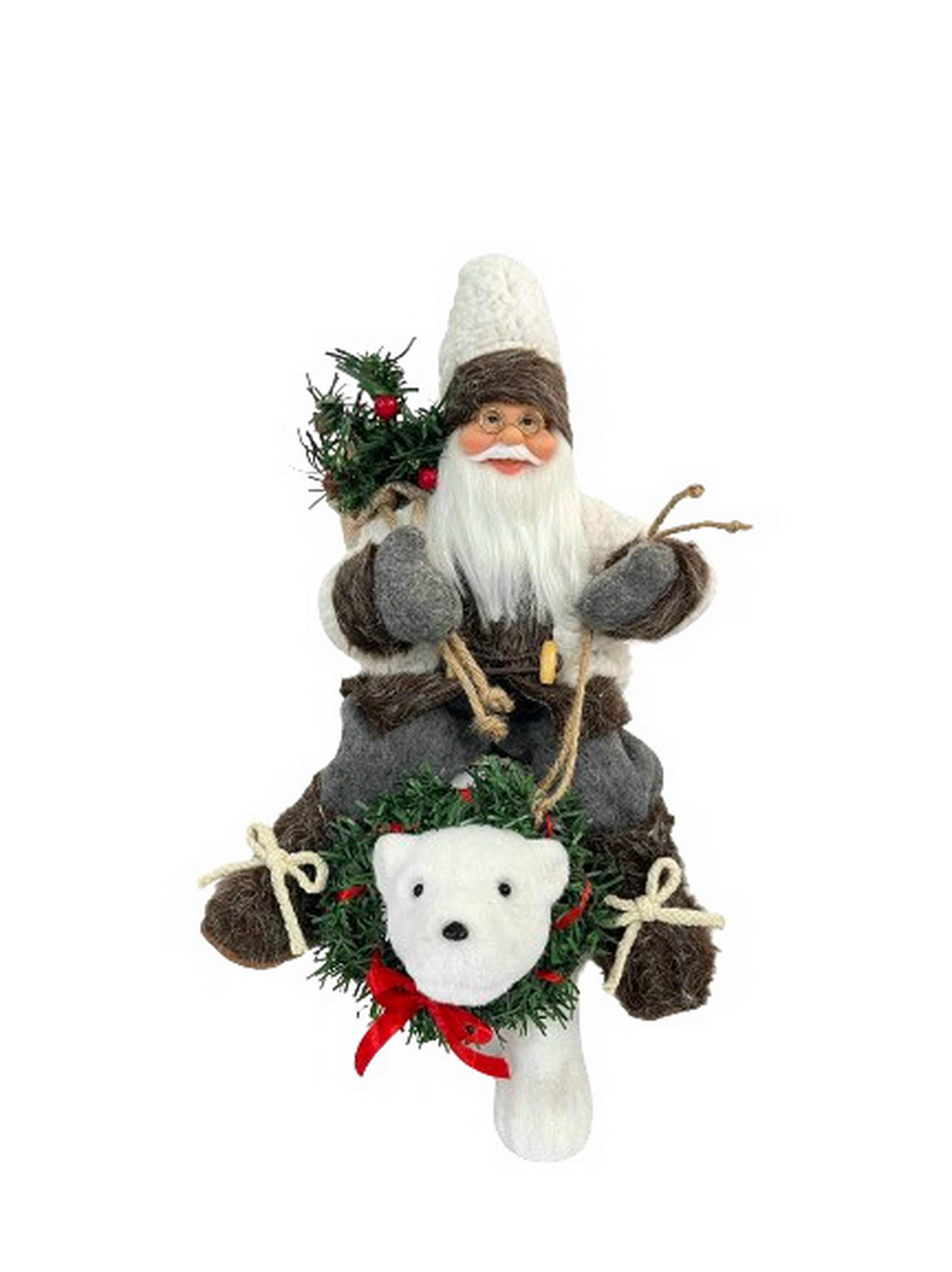 Изображение товара Дед Мороз на полярном медведе 30 см елочная игрушка оригинальный дизайн