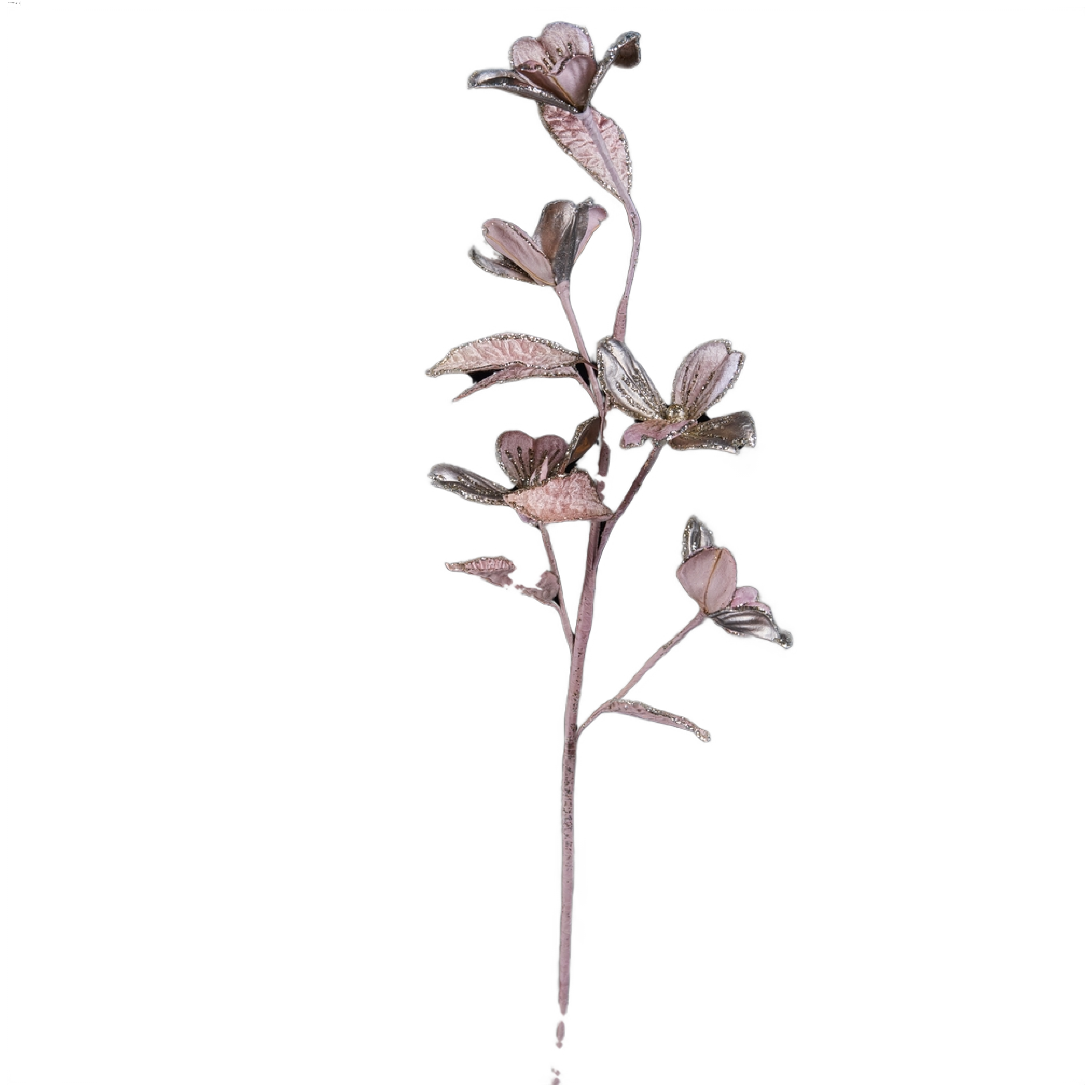 Изображение товара Премиум веточка кизила бежево-розовая с глиттером 64 см для новогоднего декора