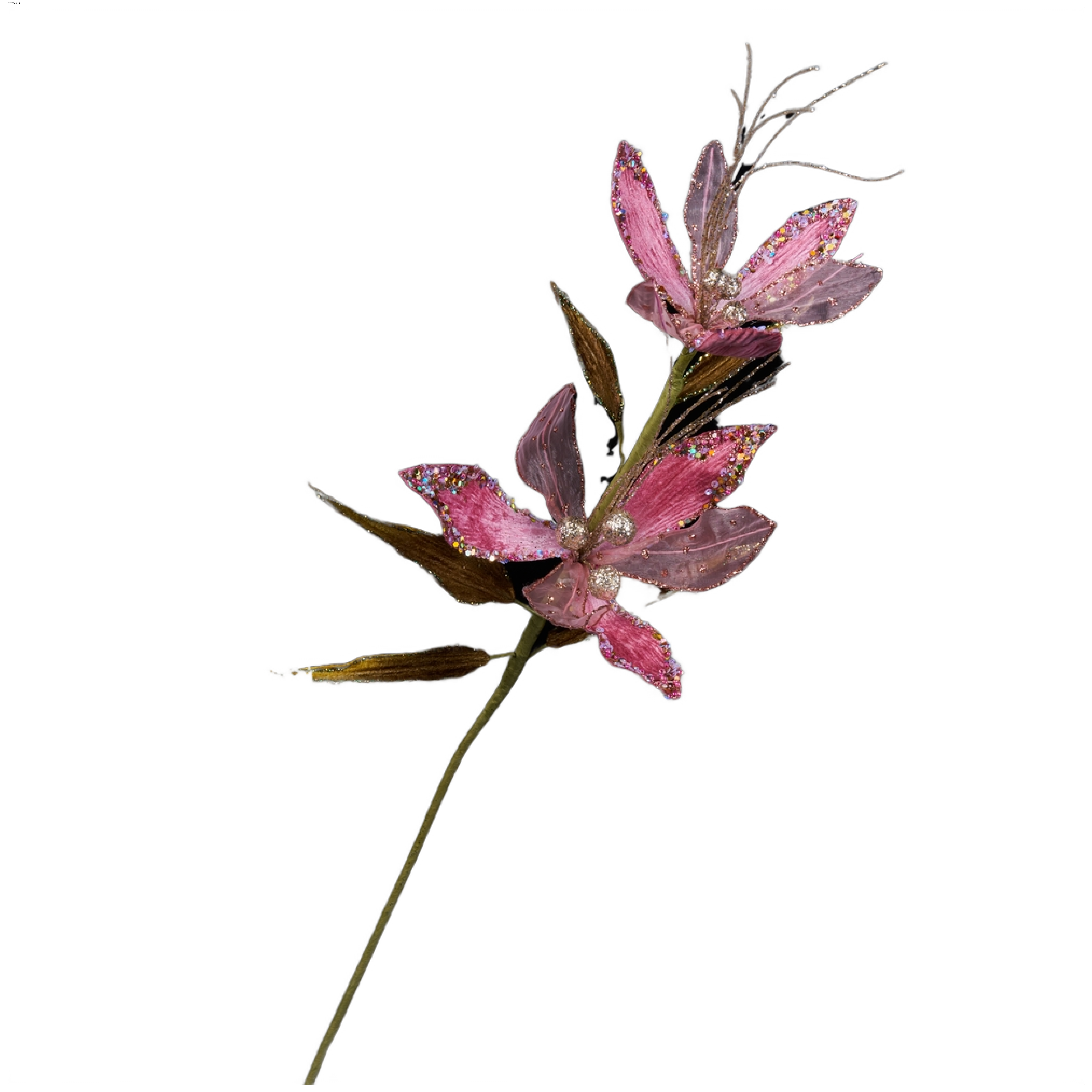 Изображение товара Премиум веточка с лилиями розовая 62 см декоративное украшение для елки