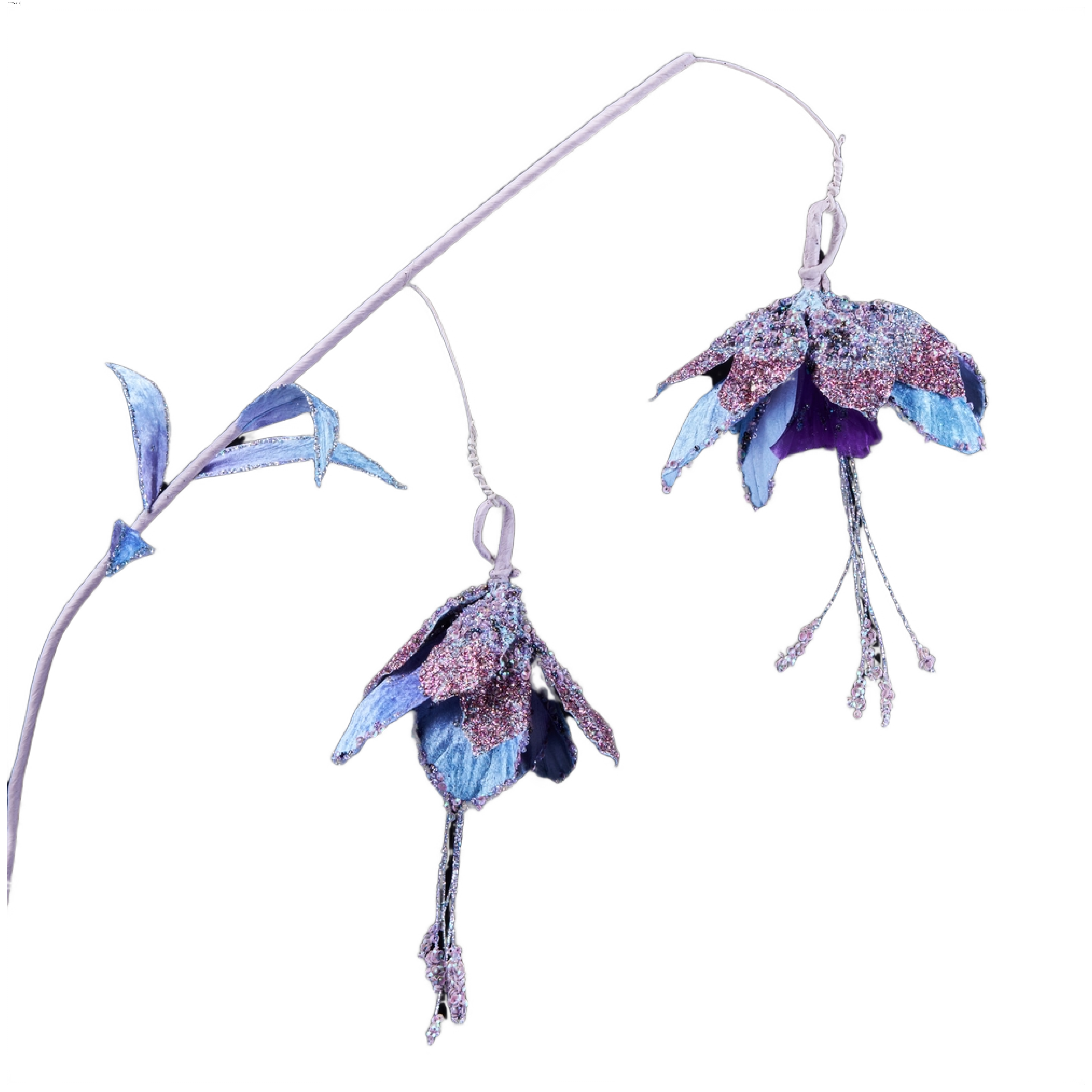 Изображение товара Премиум веточка с цветами фуксии и пайетками 82 см