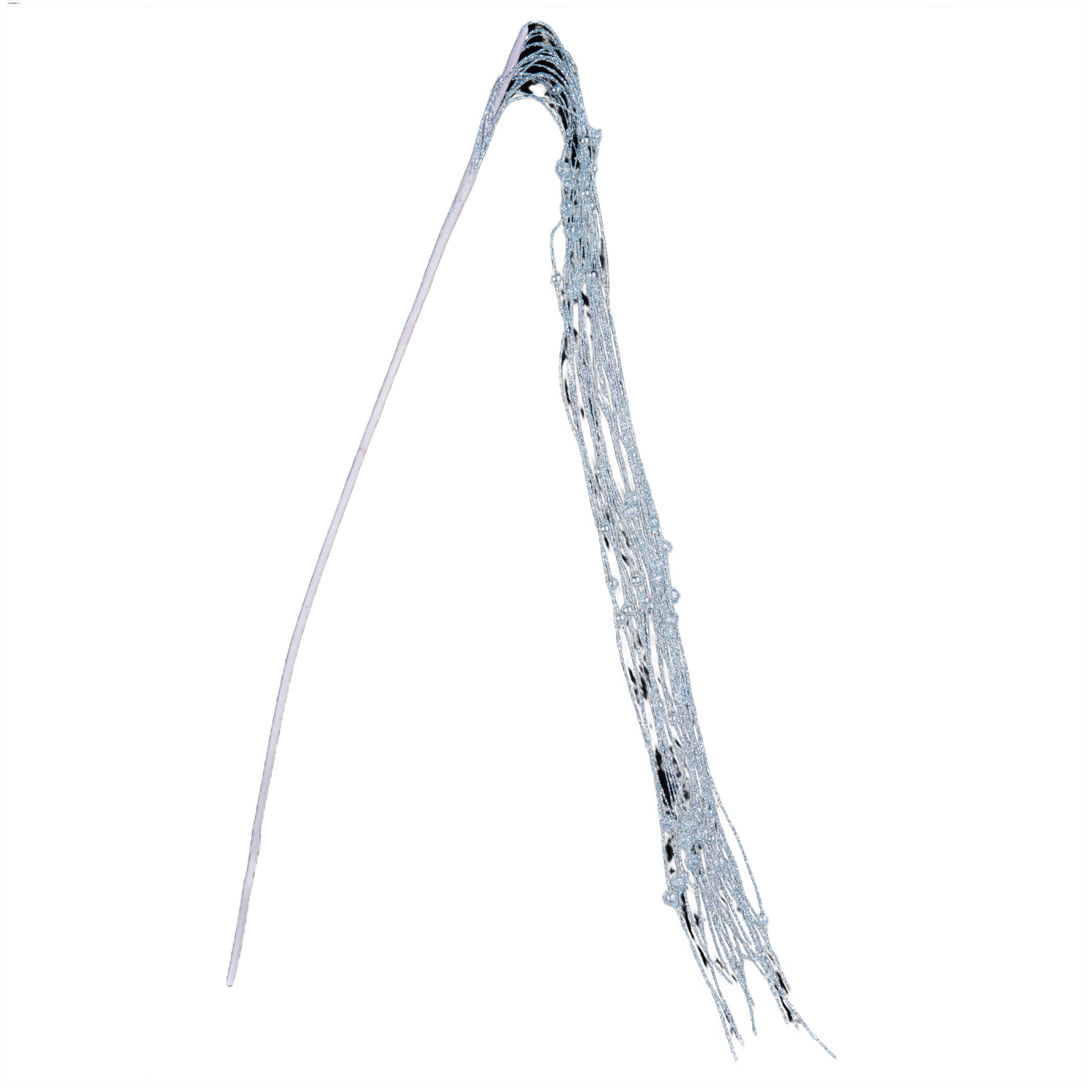 Изображение товара Премиум серебряная веточка с глиттером и бусинами 150 см елочные украшения