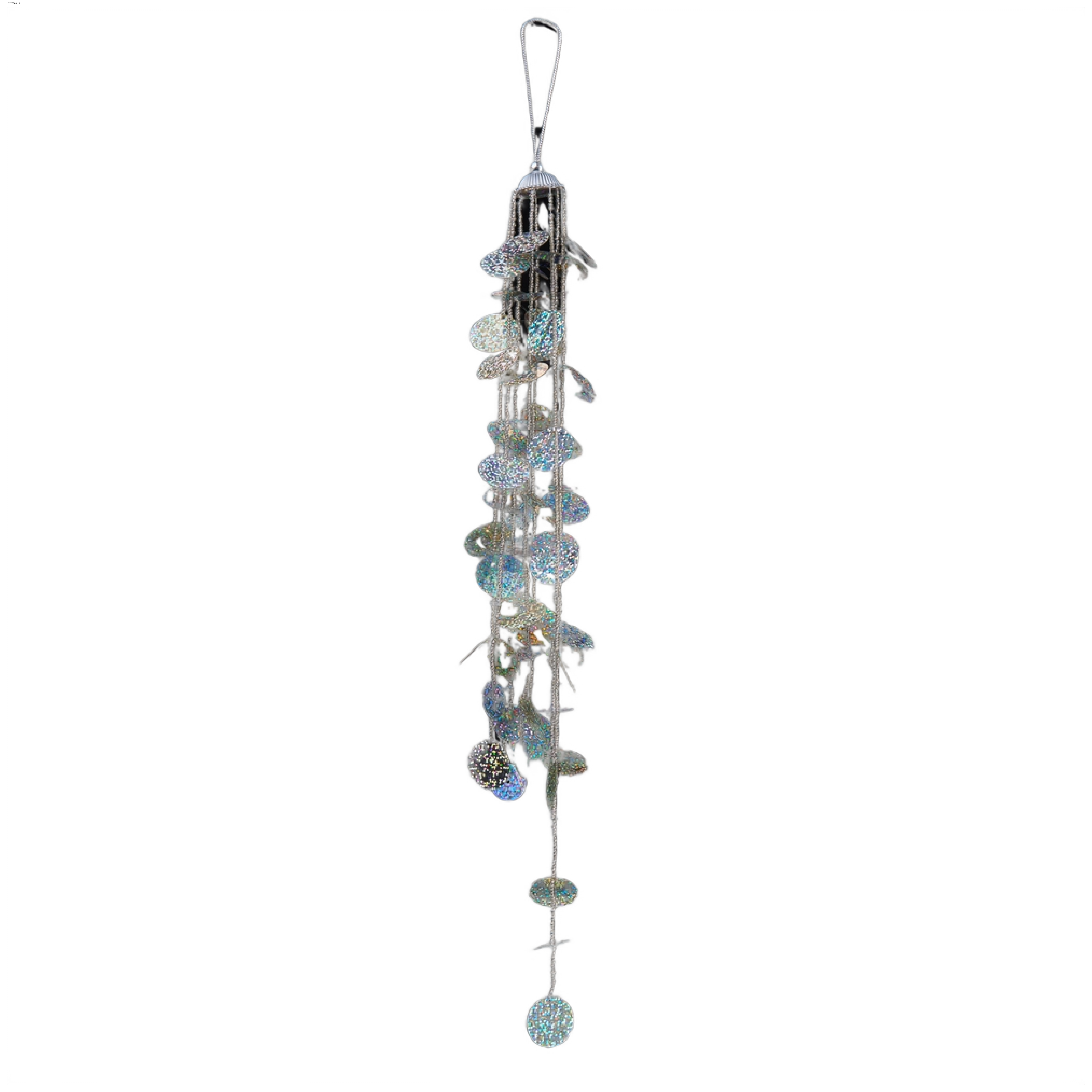 Изображение товара Премиум подвеска из бисера и пайеток серебряная 30 см для елочных украшений