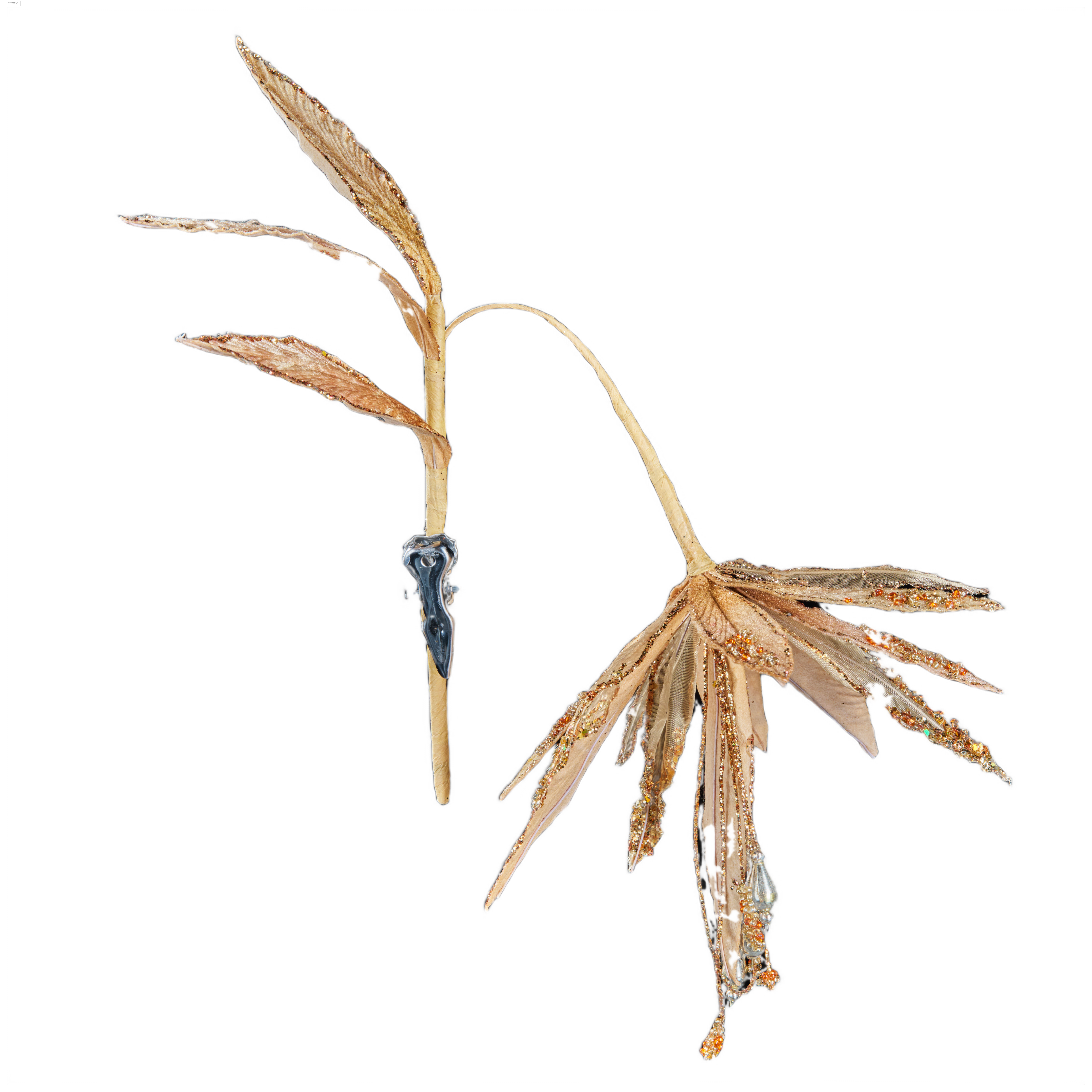 Изображение товара Премиум цветок стрелиции золотой с глиттером и бисером 15х42 см