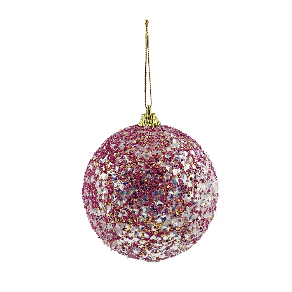 Изображение товара Елочная игрушка шар ø 10 см светлая фуксия пенопласт для новогоднего украшения