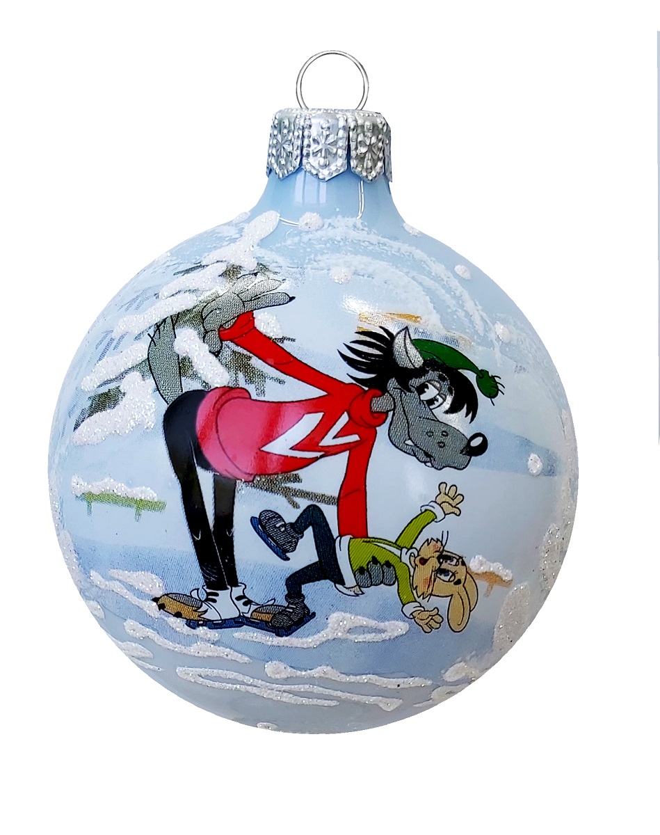 Изображение товара Стеклянный елочный шар Ну, погоди! 1 8 см в подарочной упаковке