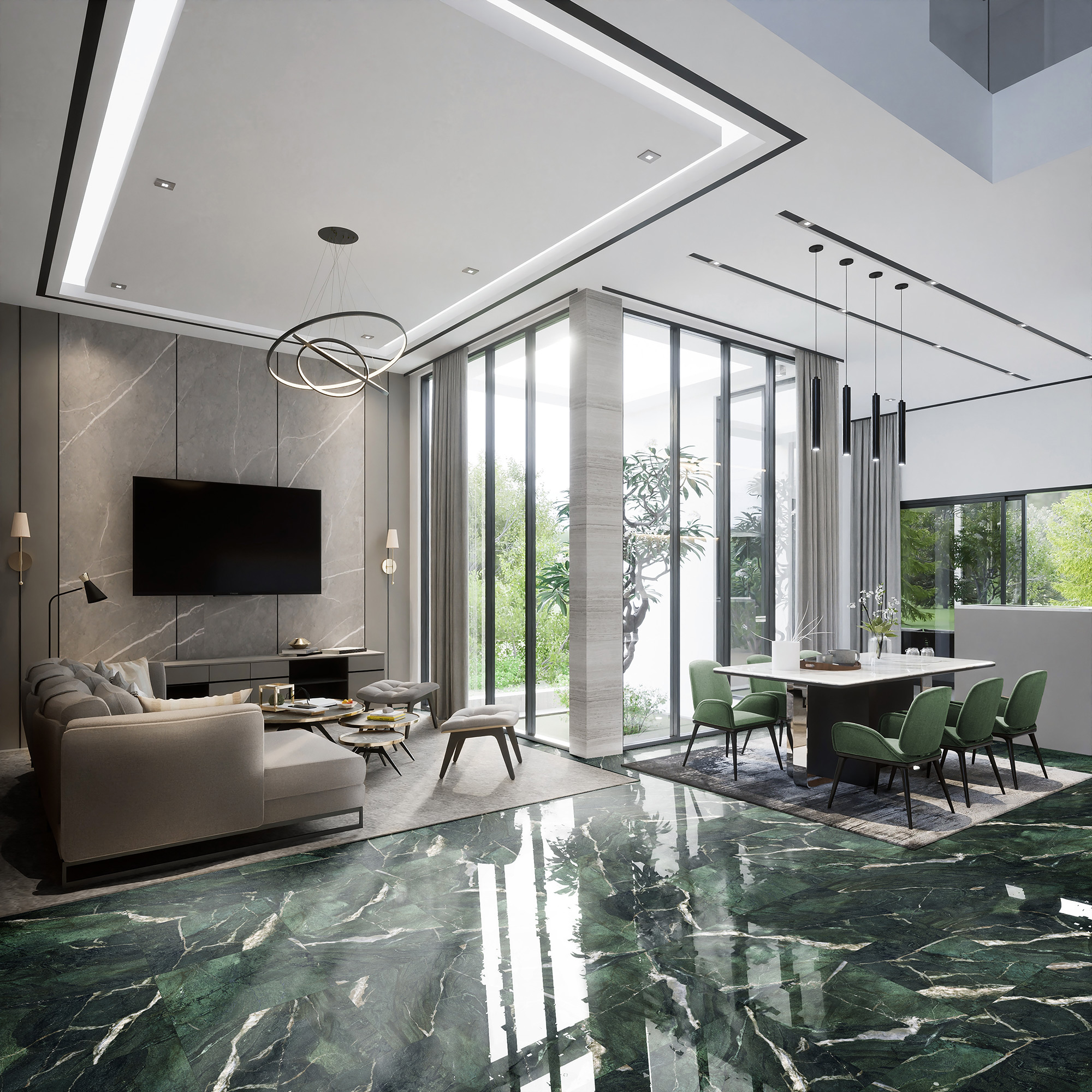 Изображение товара Керамогранит Global Tile Camlin 60x120 см, суперполировка зеленый, внутренние works