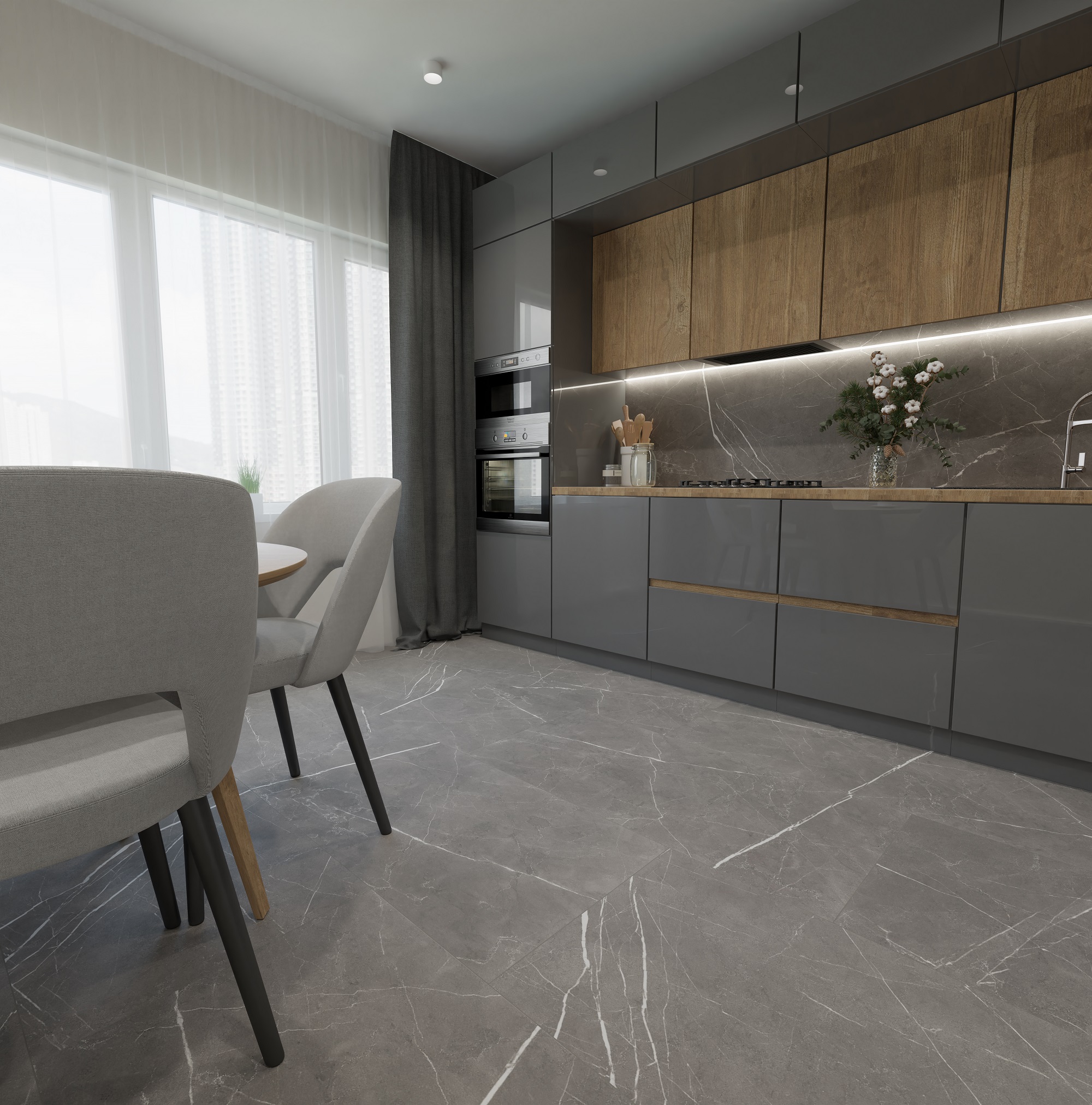 Изображение товара Керамогранит Global Tile Encanto Карвинг серый 60X120 см 1,44 м²
