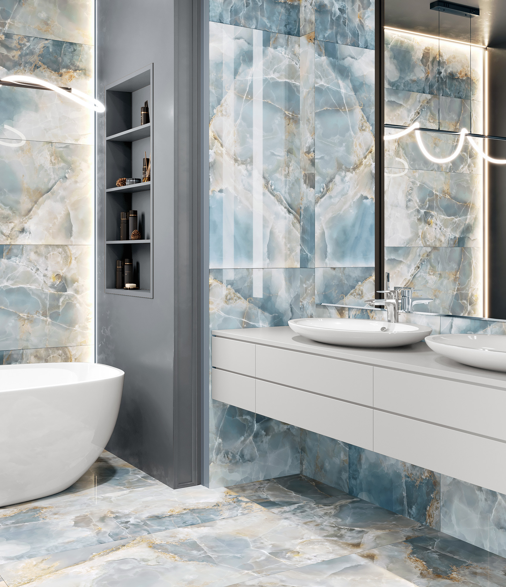 Изображение товара Керамогранит Global Tile Favorito синий полированный 60x120 см