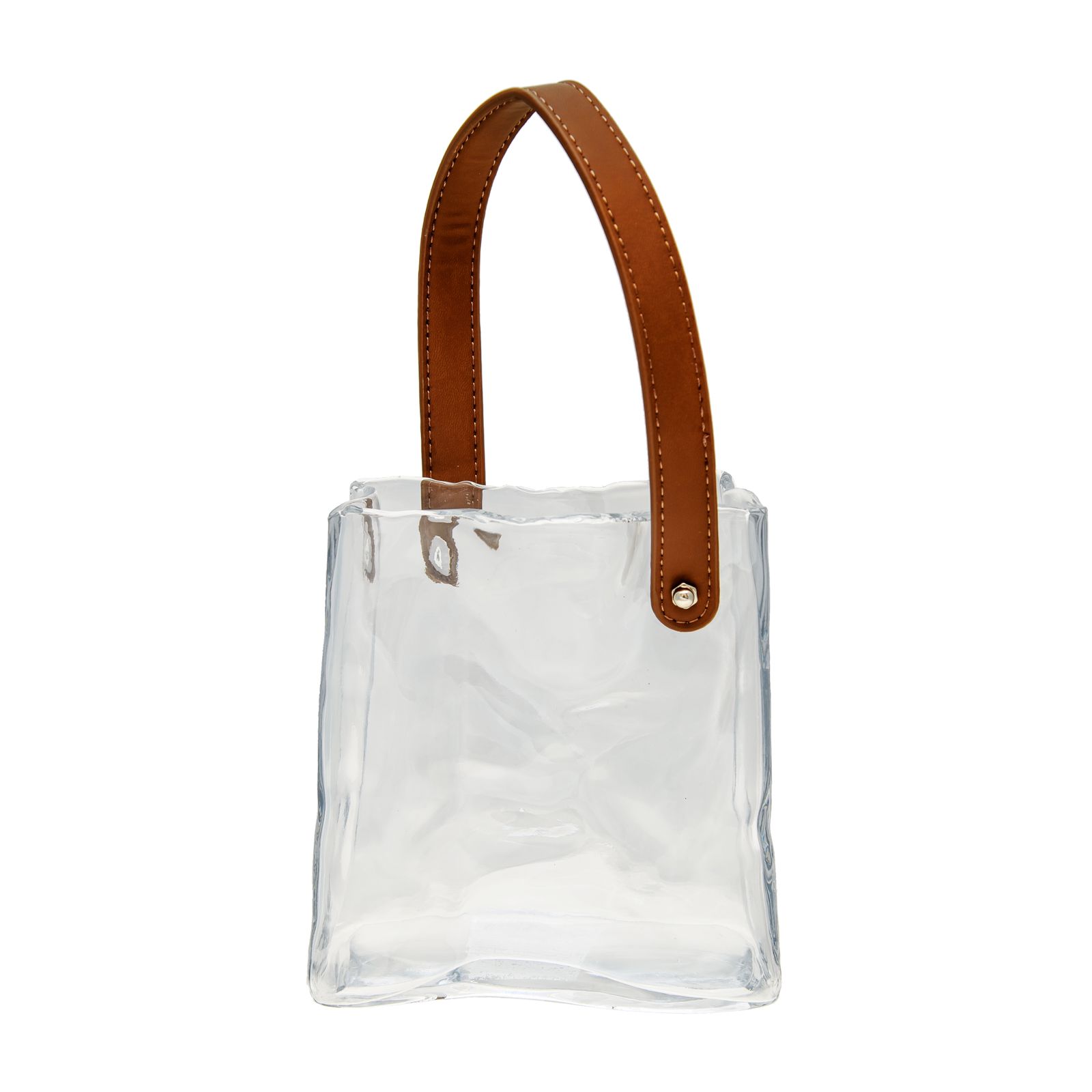 Изображение товара Ваза-сумка из стекла 155 мм 90 мм 160 мм прозрачный