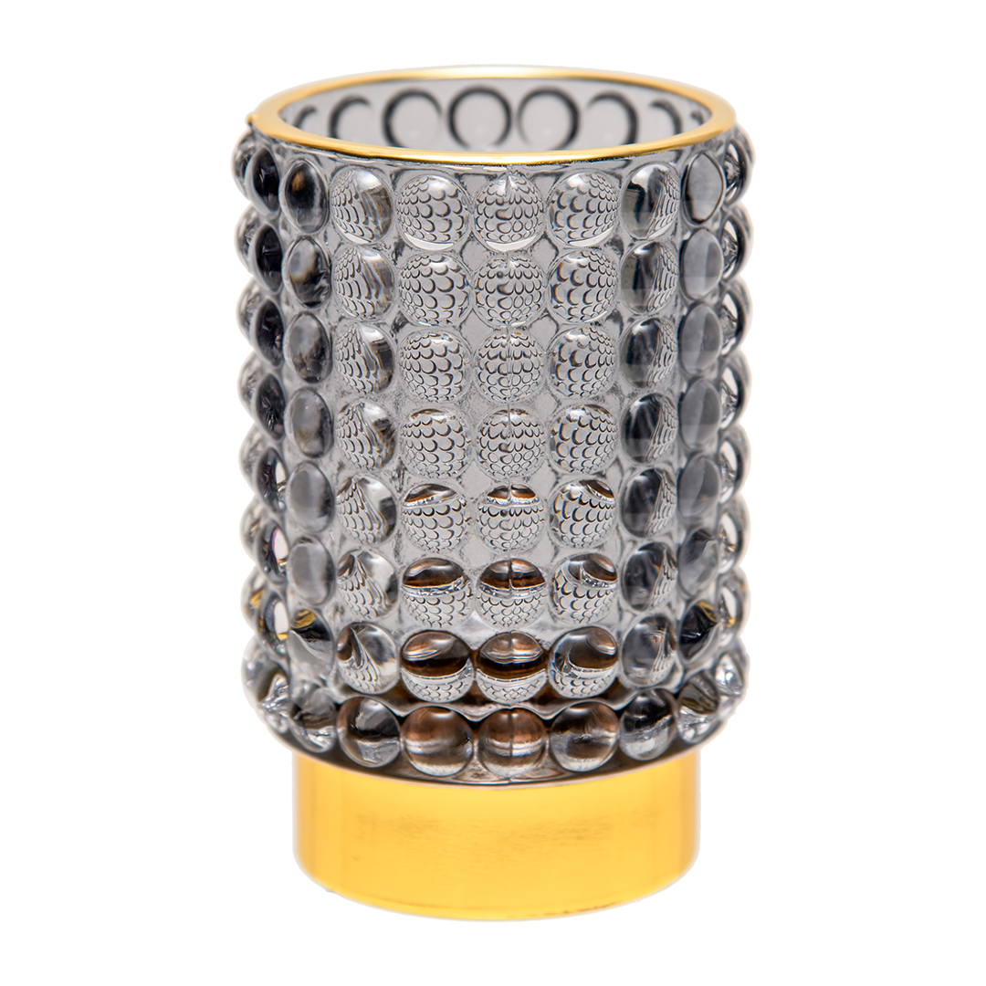 Изображение товара Подсвечник из цветного стекла серый 125 мм для свечей диаметром до 40 мм