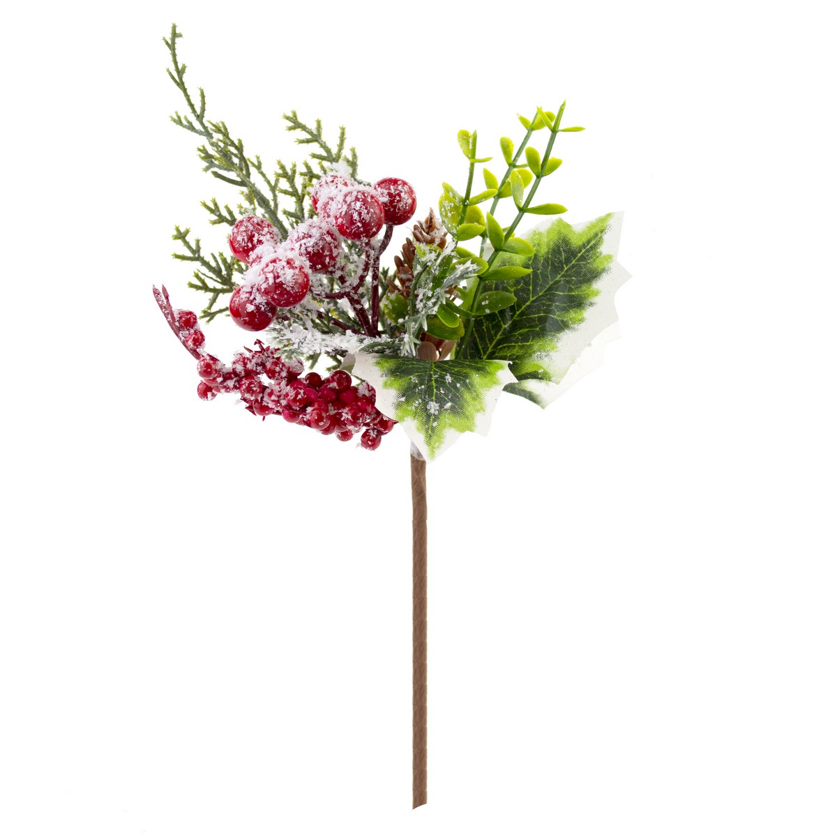 Изображение товара Ветка с ягодами и шишками 21см декоративный элемент для флористики и интерьера