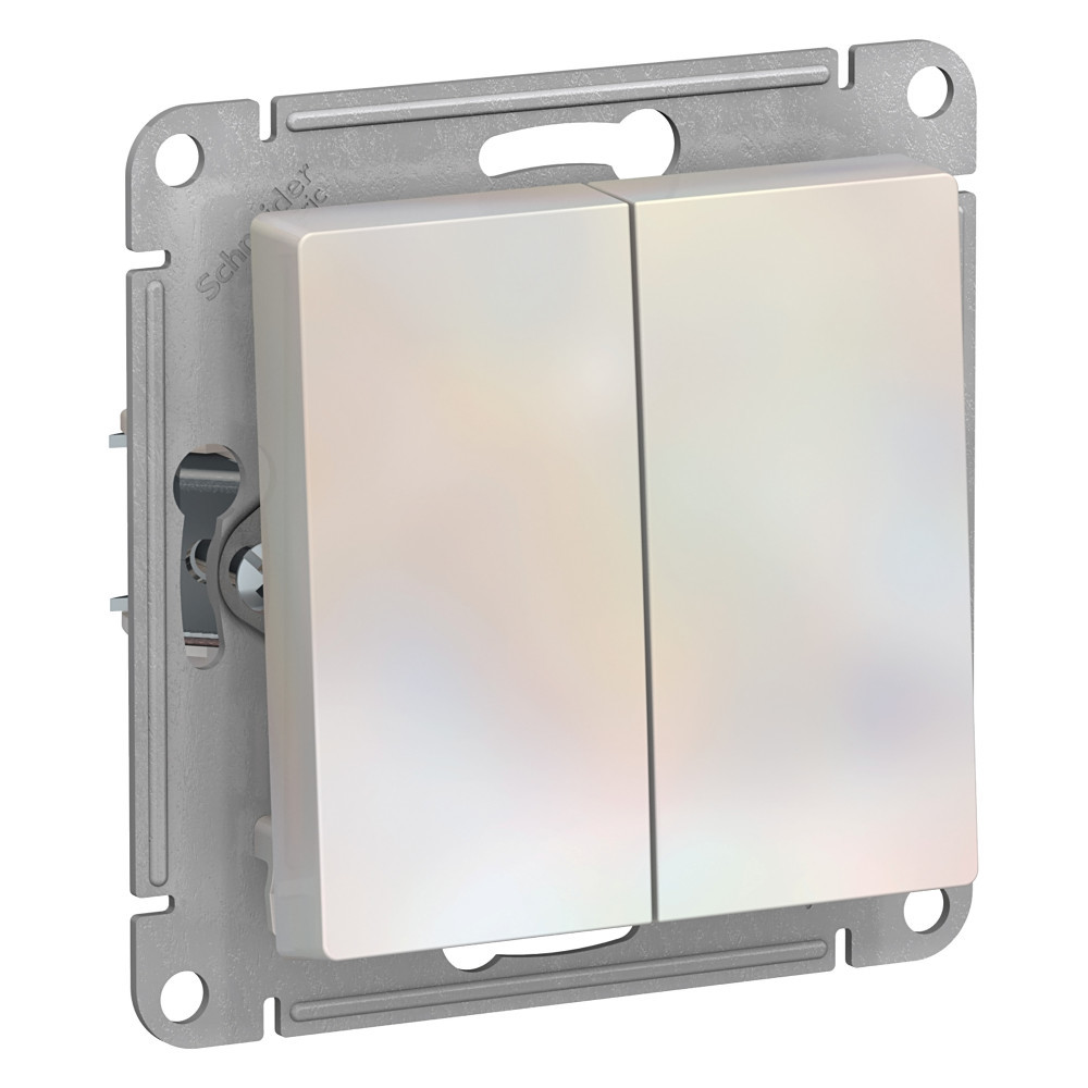 Изображение товара Выключатель 2-клавишный Systeme Electric Atlas Design жемчужный для сети 250 В