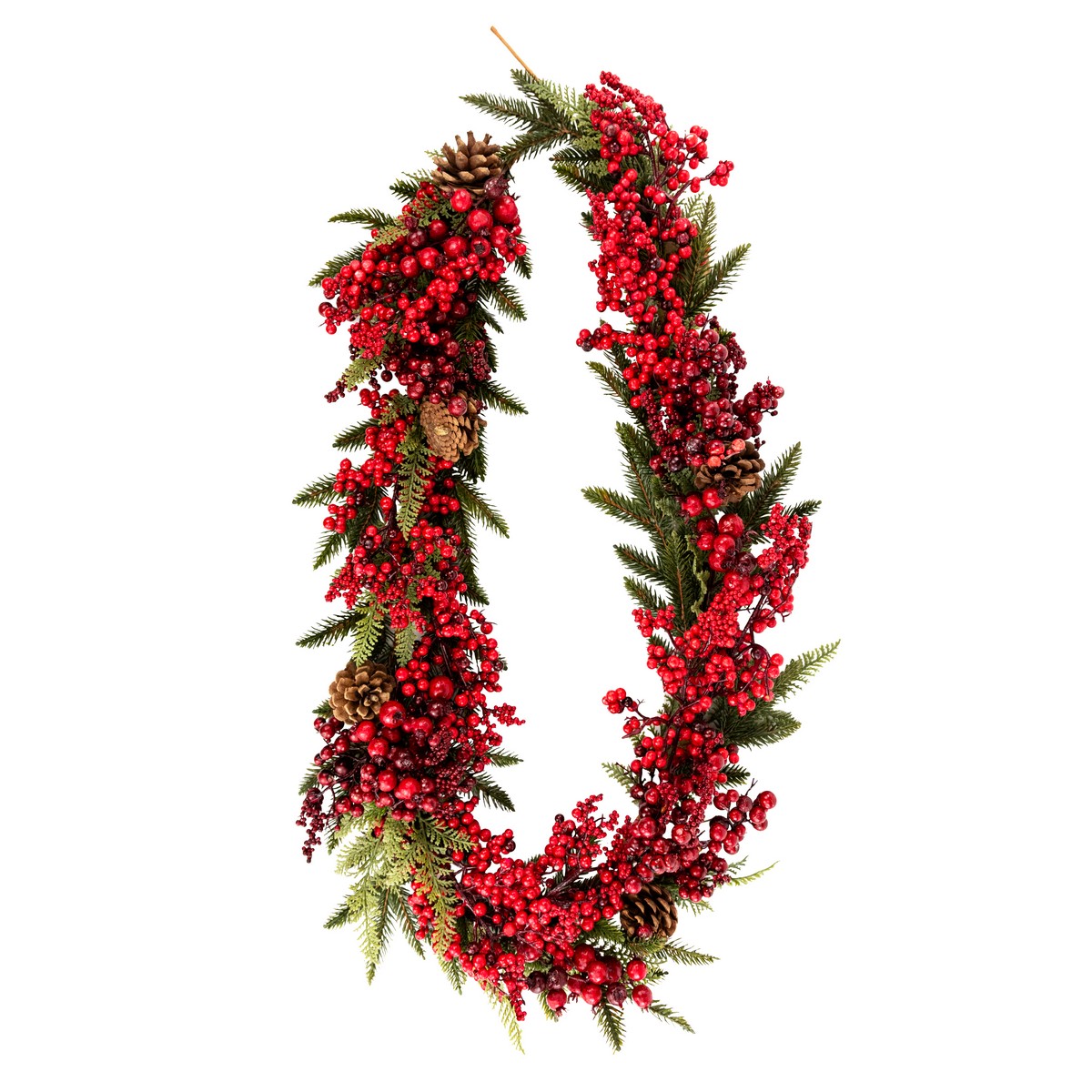 Изображение товара Гирлянда еловая с ягодами и шишками 183см, декоративное украшение для праздника