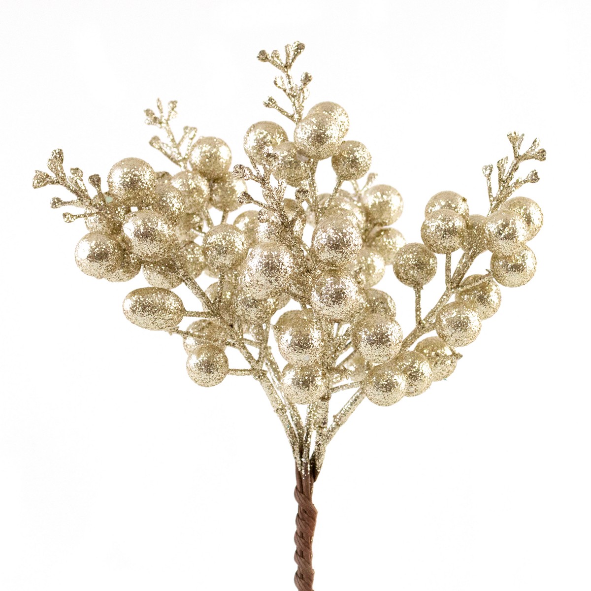 Изображение товара Набор веток с ягодами на вставках H19см шампань 6 шт. декоративные украшения