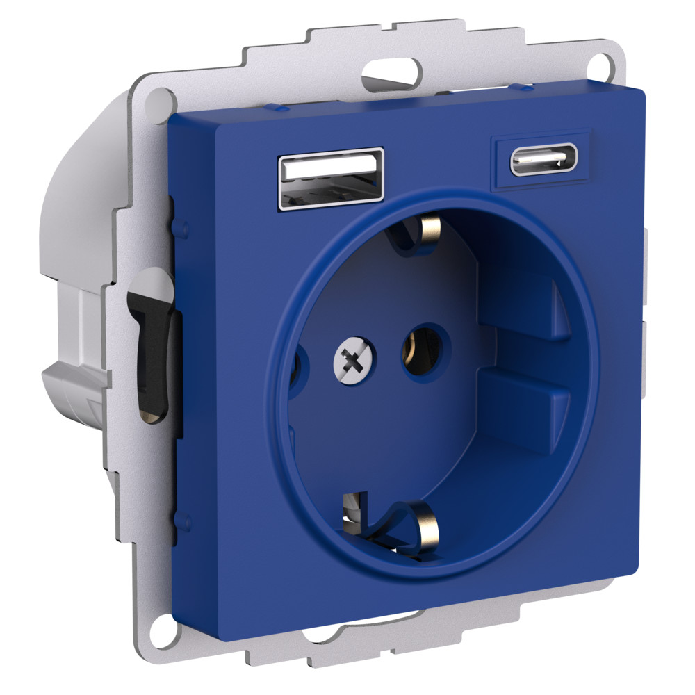 Изображение товара Розетка USB 2 поста Systeme Electric Atlas Design аквамарин