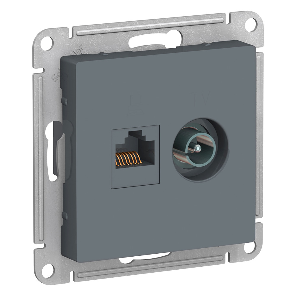Изображение товара Розетка TV-RJ45 2 поста Systeme Electric Atlas Design грифель