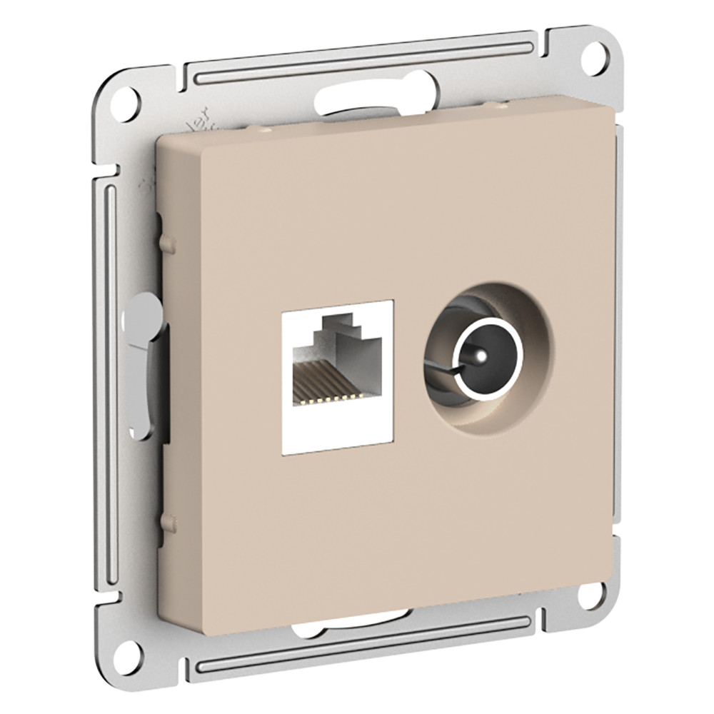 Изображение товара Розетка TV-RJ45 2 поста Systeme Electric Atlas Design песочный
