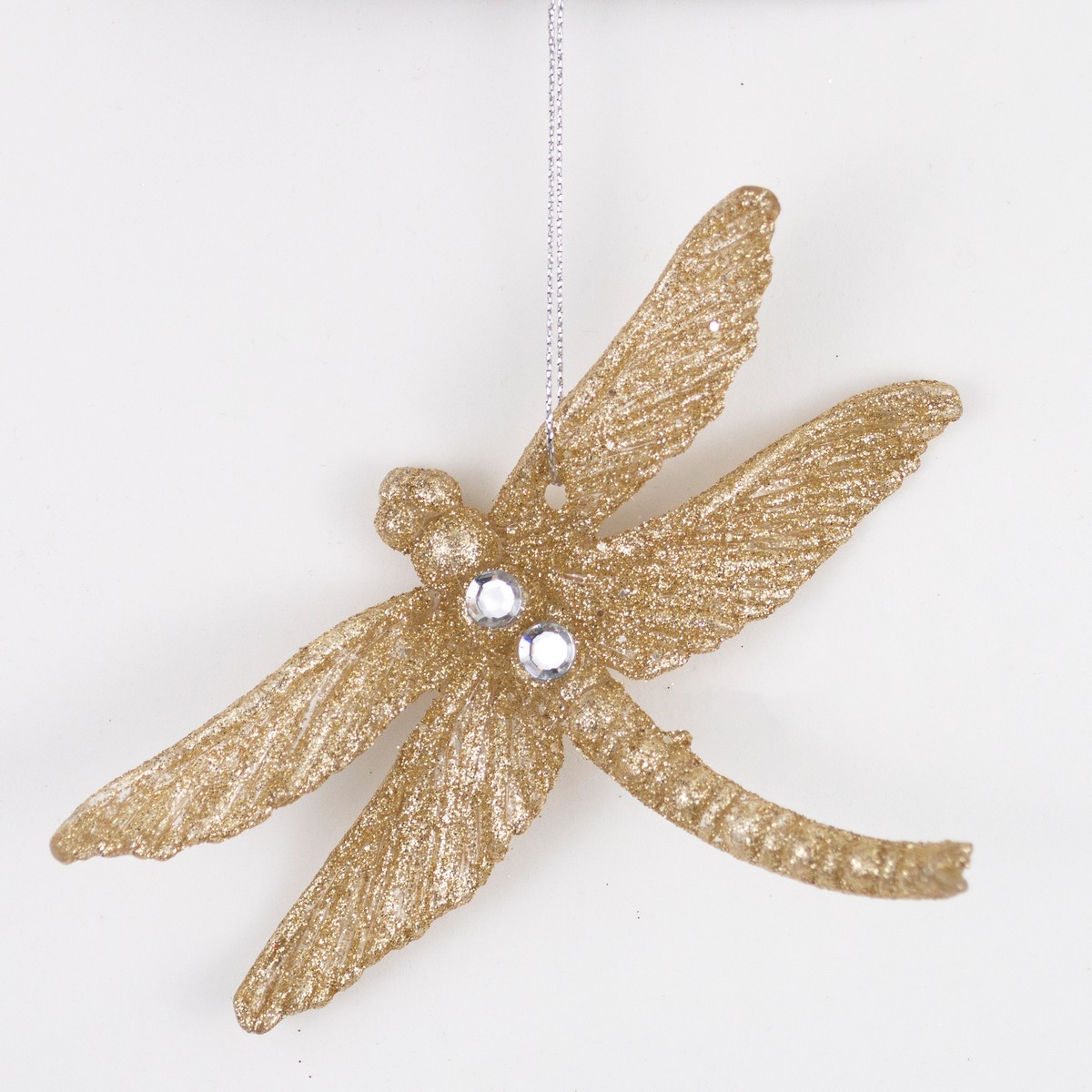Изображение товара Украшение подвесное Стрекоза пластик шампань 11,5х13см для интерьера и праздников