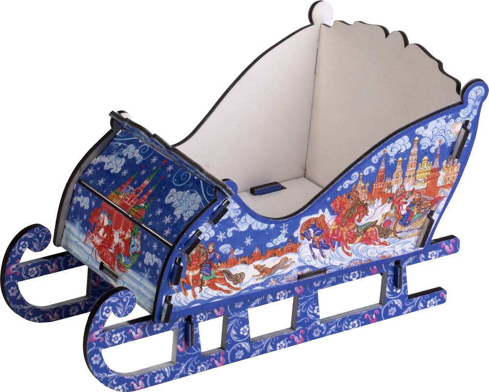 Изображение товара Декоративные маленькие санки из фанеры 27x16x17 см новогодний декор
