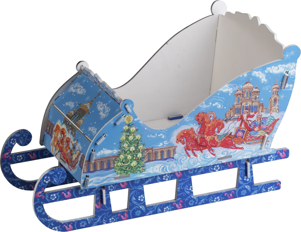 Изображение товара Декоративное изделие Санки средние 36×22×23 см новогодняя композиция из фанеры