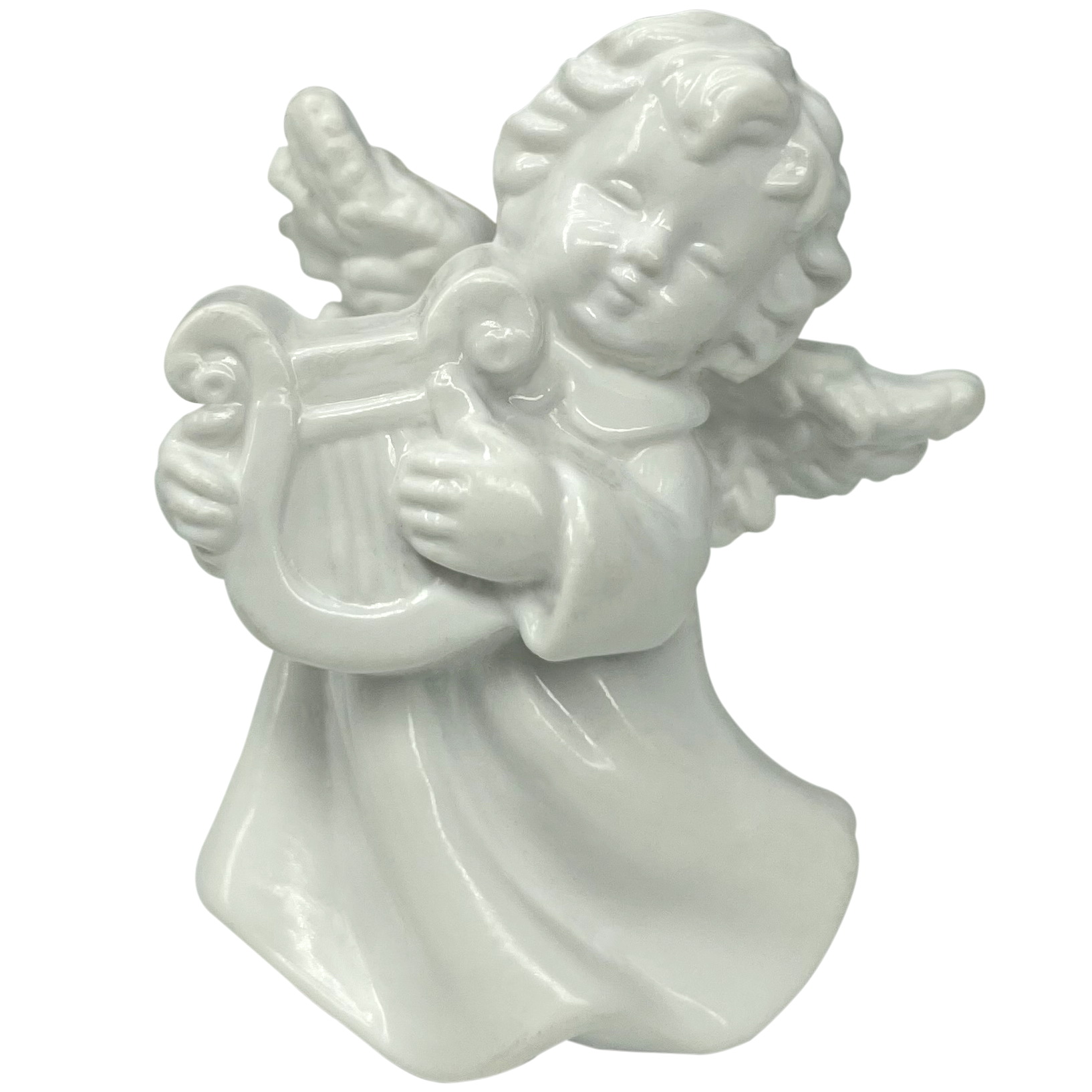 Изображение товара Ангел с арфой белый 35х30х50 мм елочные украшения рождество
