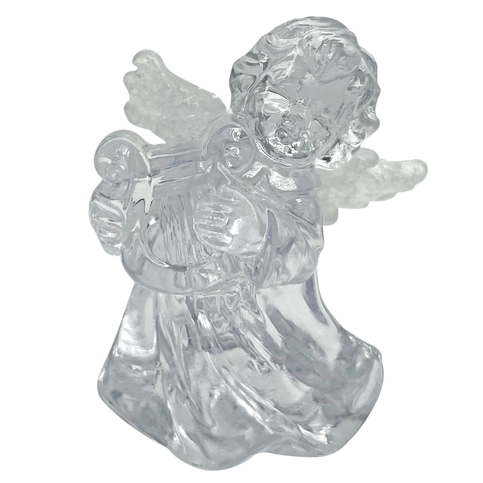 Изображение товара Ангел с арфой прозрачный Angel4-25 35х30х50 мм елочное украшение