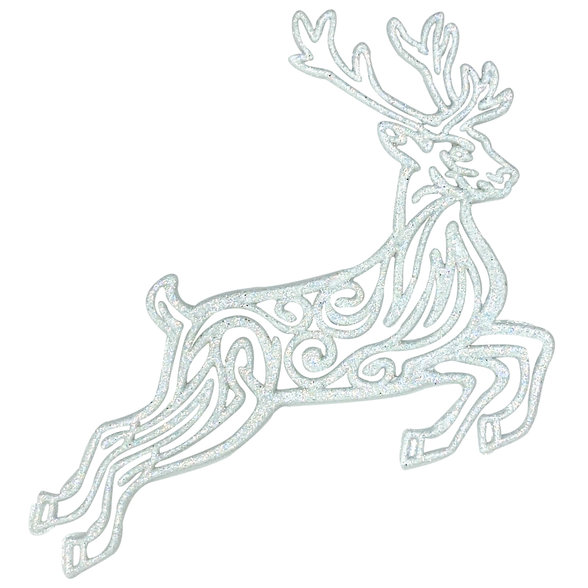 Изображение товара Олень (Белый) 120х100х3 мм елочное украшение для праздничного декора
