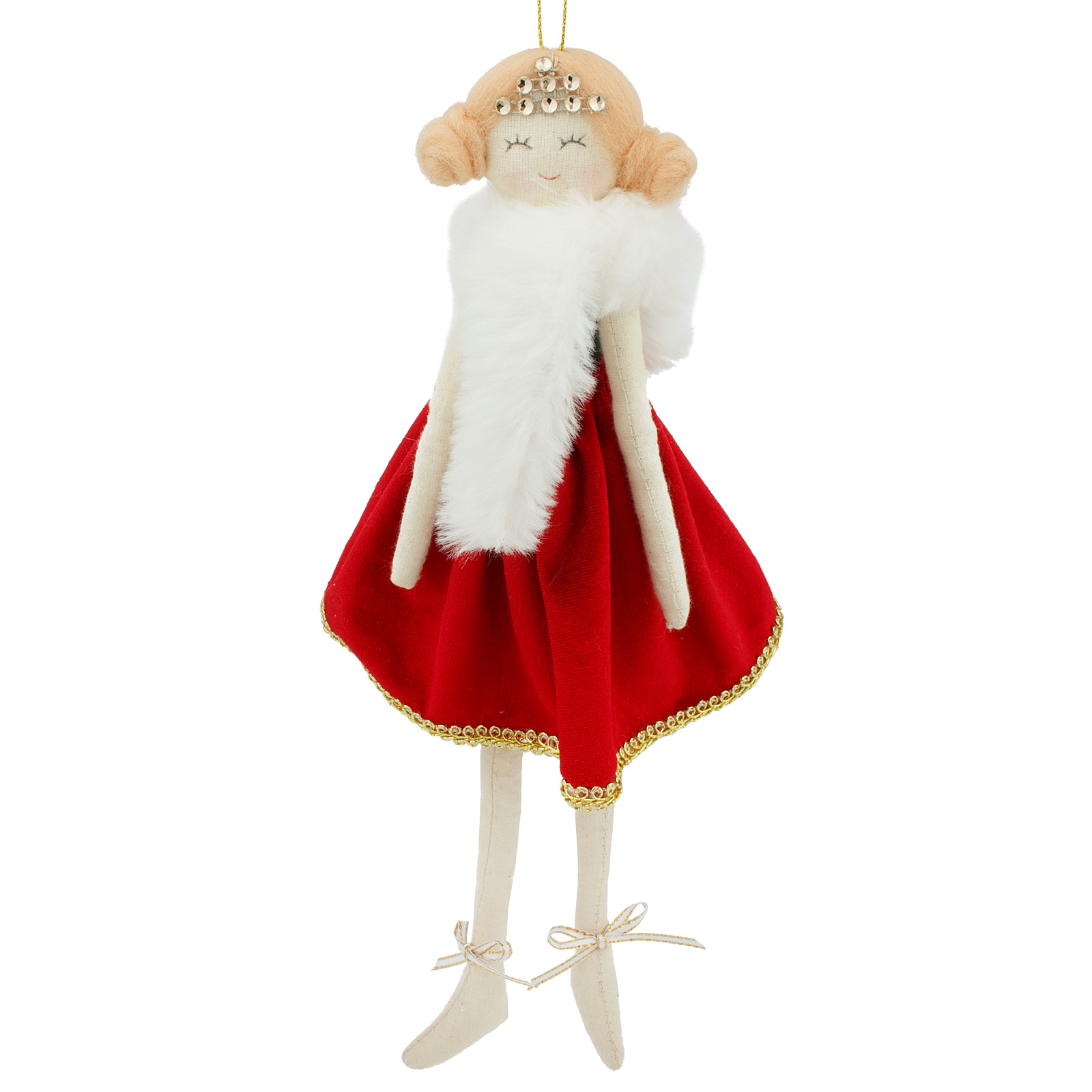 Изображение товара Елочная игрушка Ангел из ткани 32 см красная