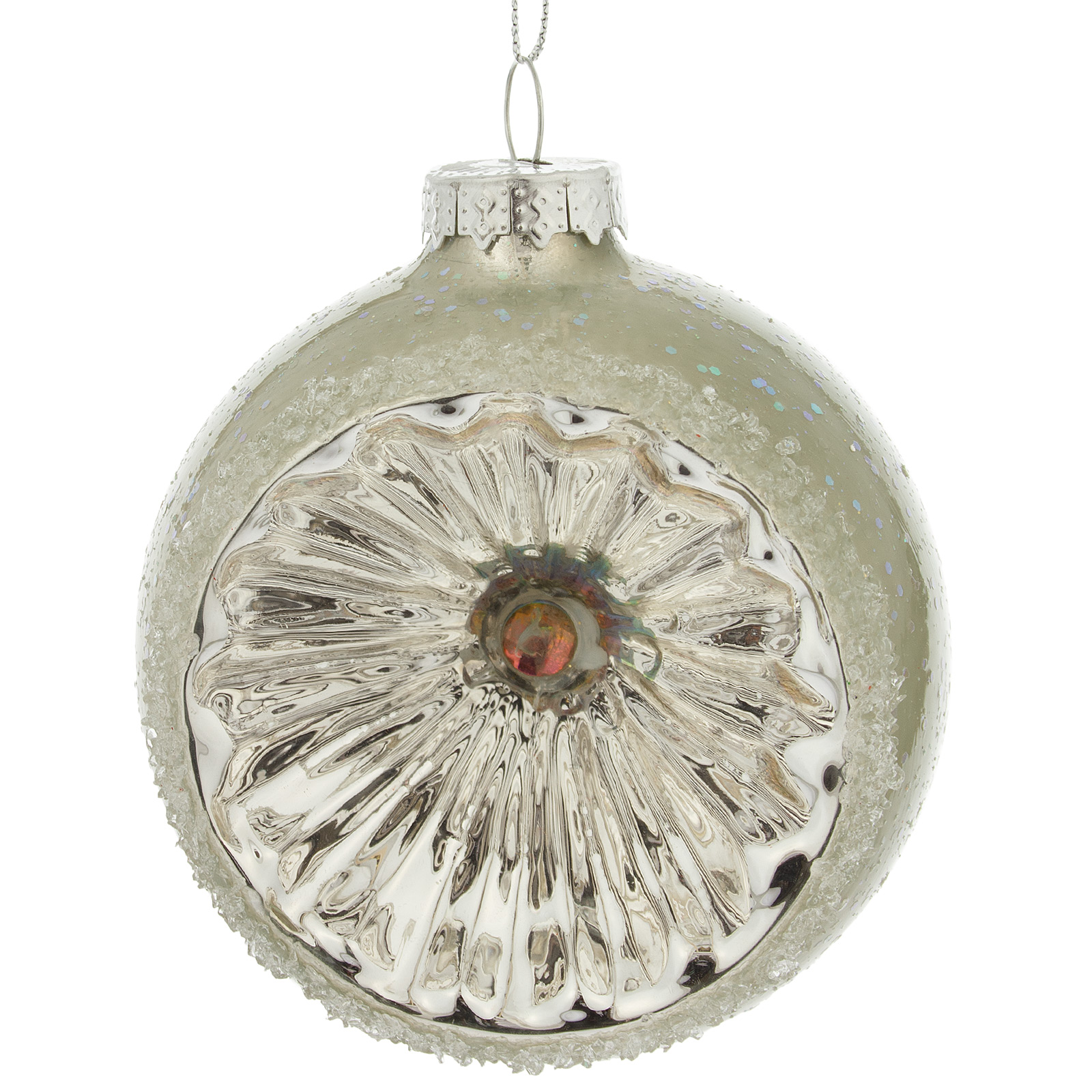 Изображение товара Стеклянная елочная игрушка шар 8 см зеленая рождественское украшение