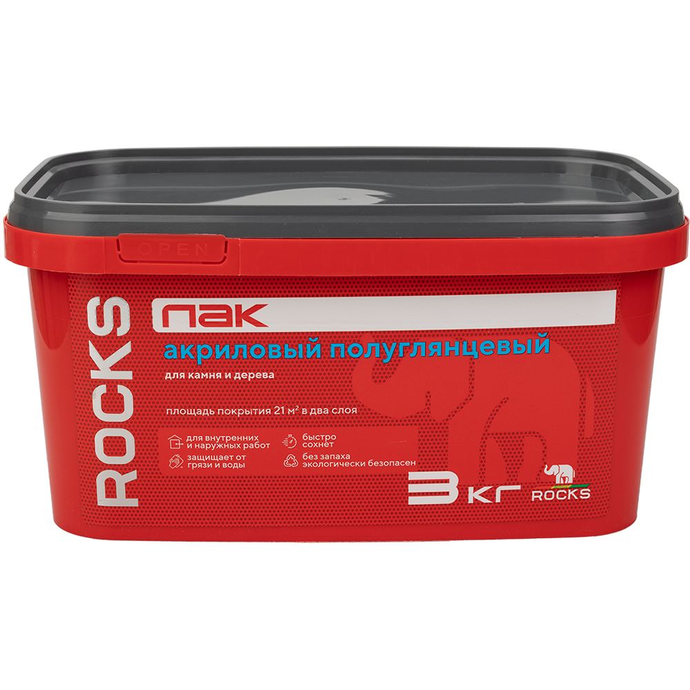 Изображение товара Лак акриловый ROCKS для камня и дерева 3 кг внутри помещений