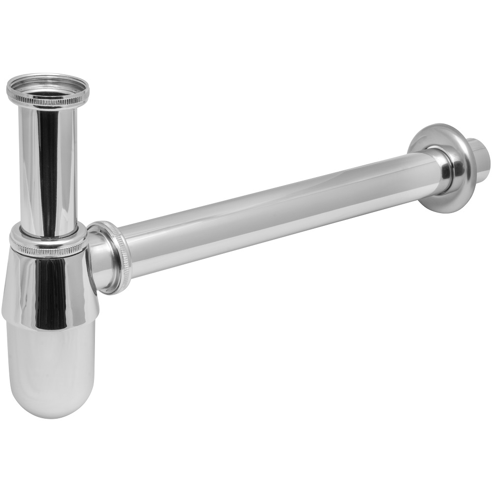 Изображение товара Сифон для умывальника круглый 1.1/4 дюйма с трубкой 32 мм хром металл