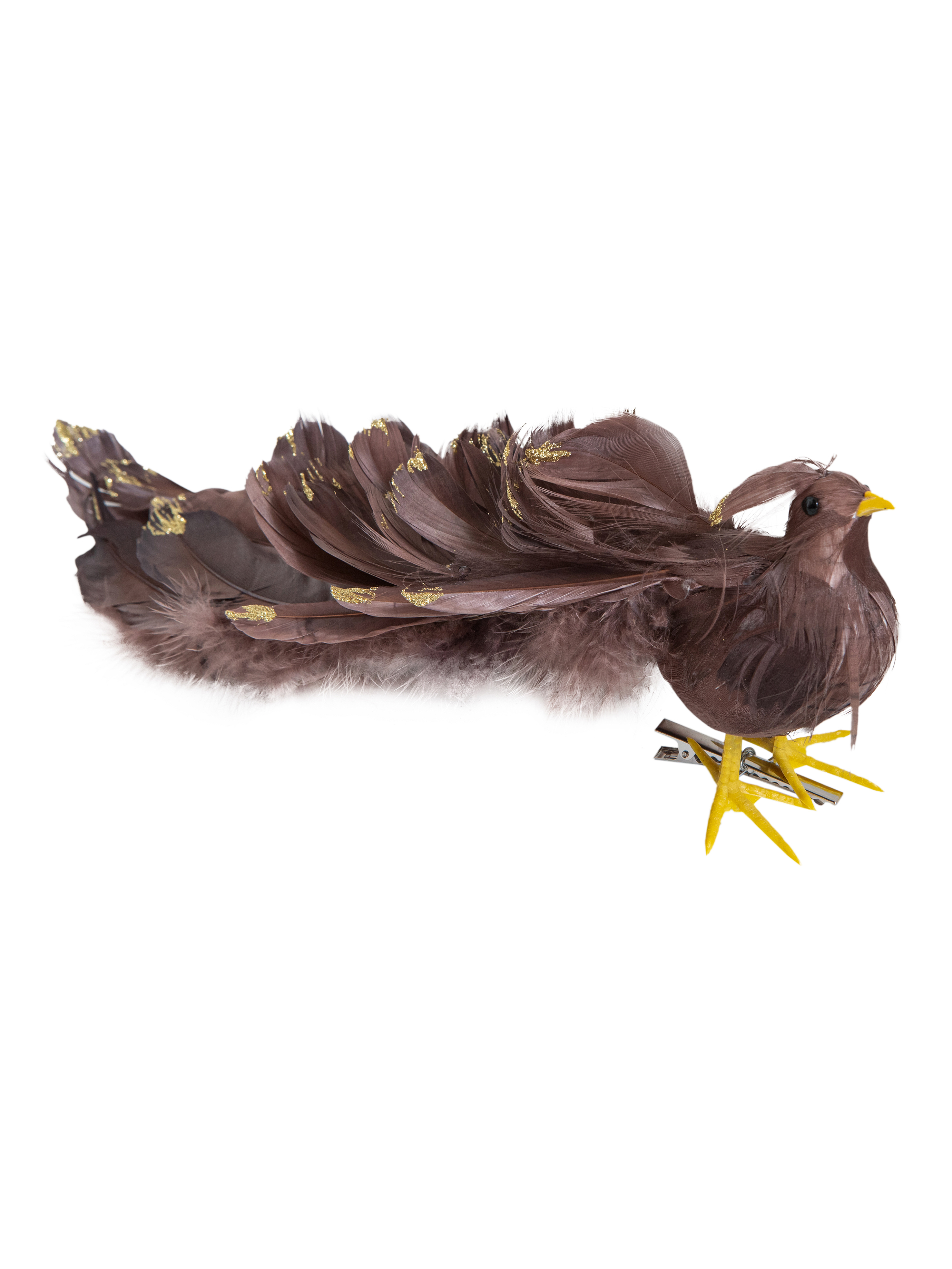 Изображение товара Новогоднее ёлочное украшение(полиэтилен,пенопласт,гусин/перо) на клипсе из ч/мет