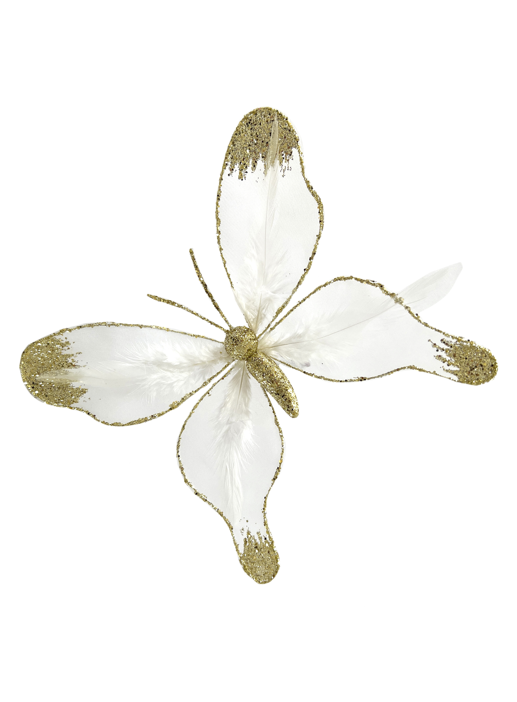 Изображение товара Новогоднее украшение бабочка из полиэстера на клипсе, праздничное елочное украшение